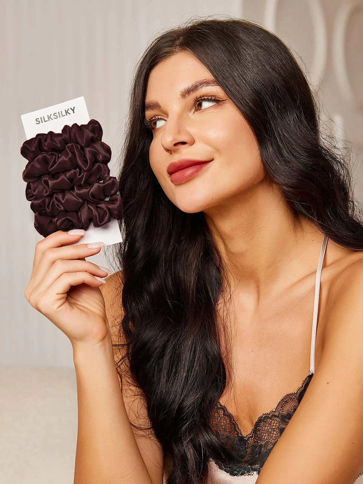 5Pcs Bundle Pure Silk Classic Hair Scrunchies - 2cm - Image 42
