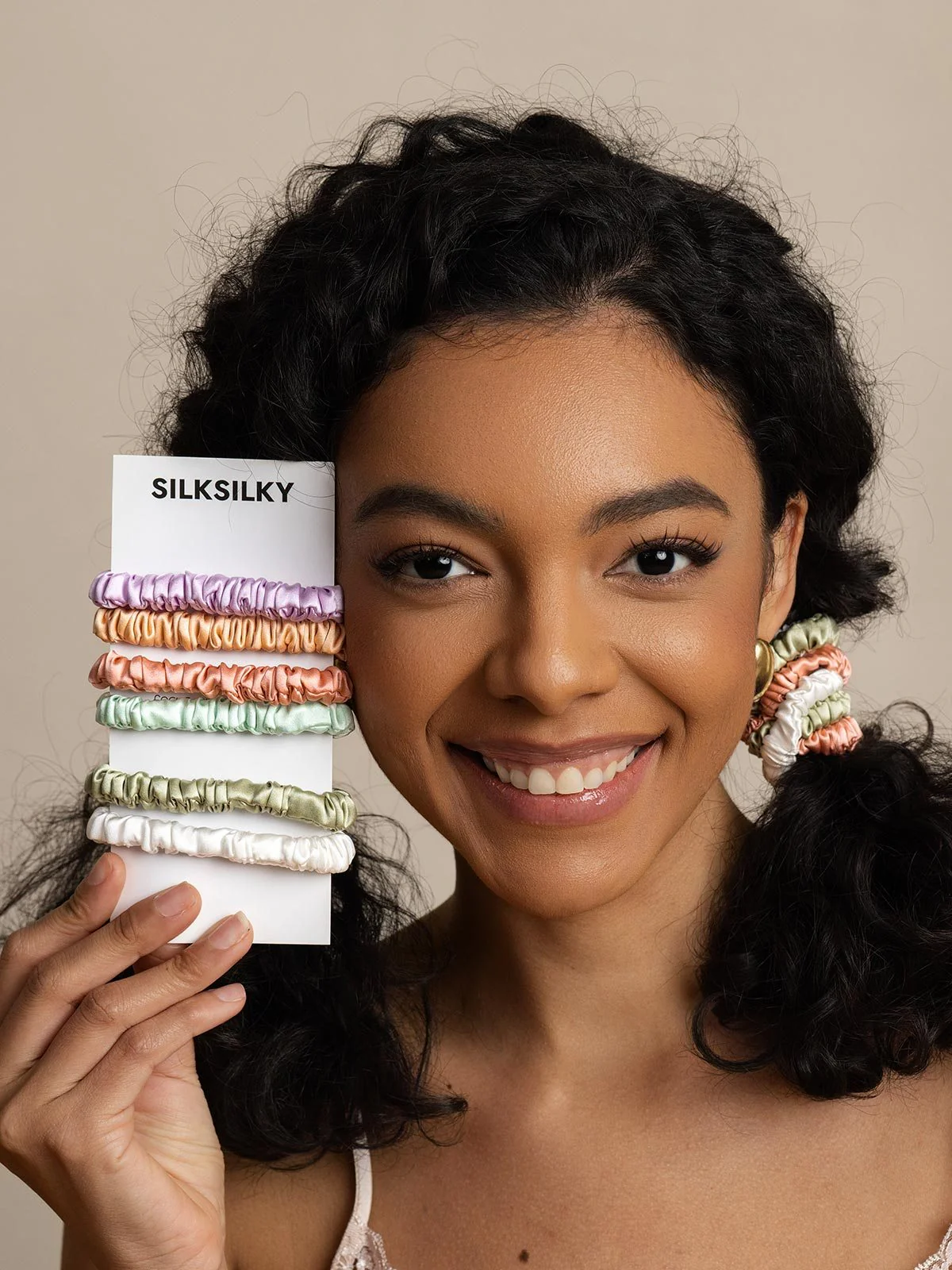 6Pcs Bundle Pure Silk Skinny Hair Scrunchies - 1cm - Image 15
