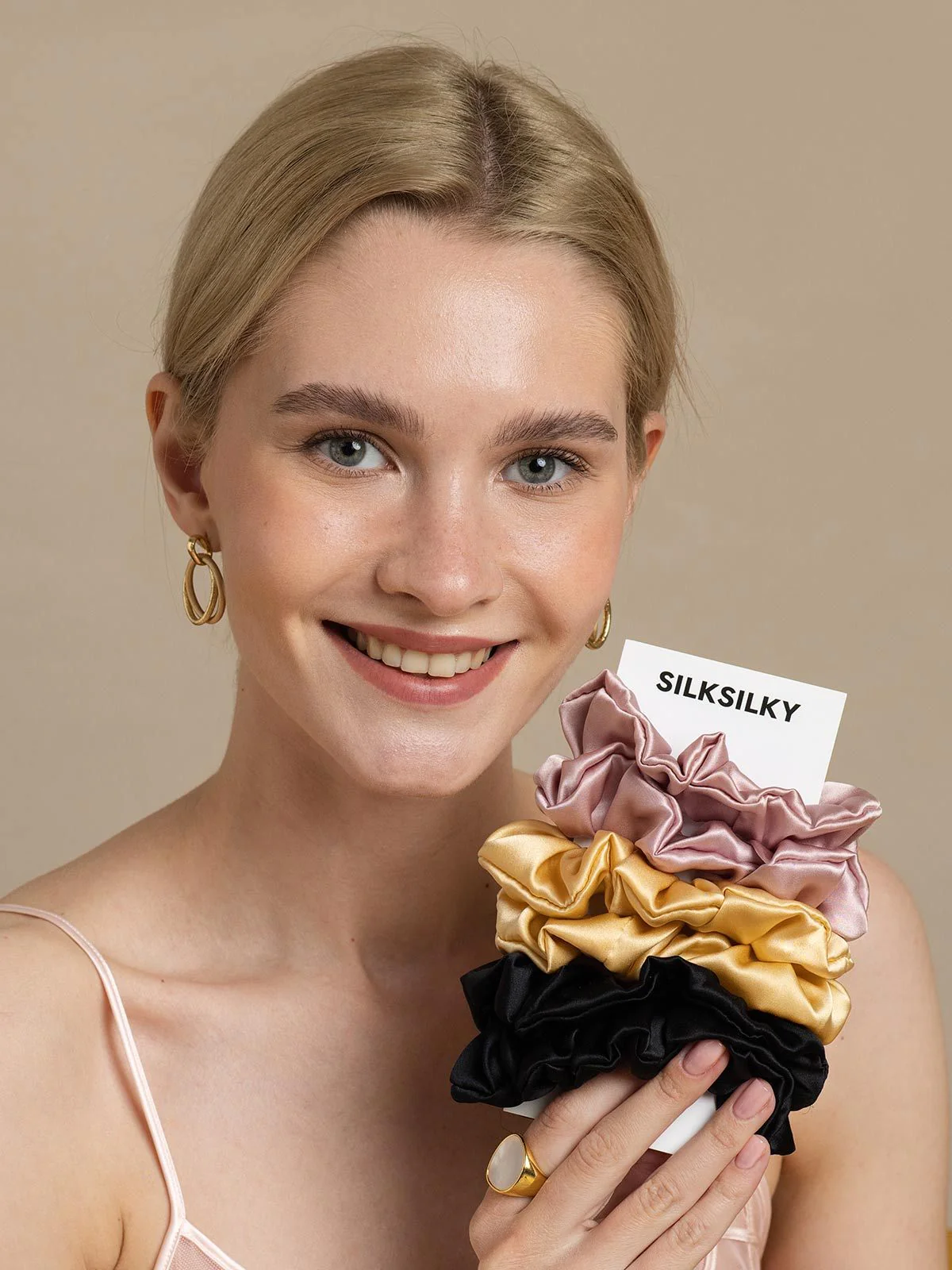 6Pcs Bundle Pure Silk Large Hair Scrunchies - 3.5cm - Image 5