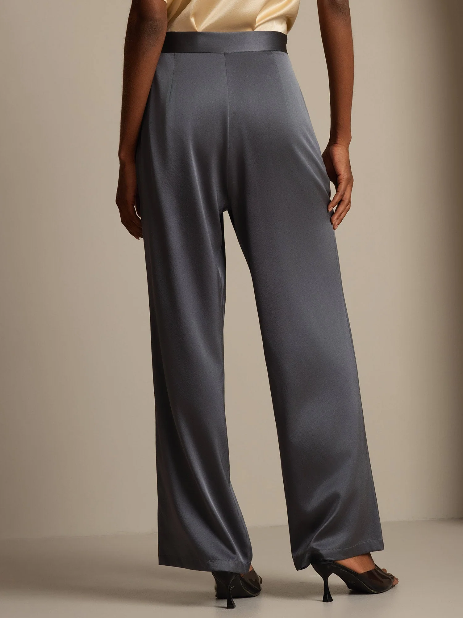 19Momme Silk High Waist Wide Leg Women's Pants - Image 10