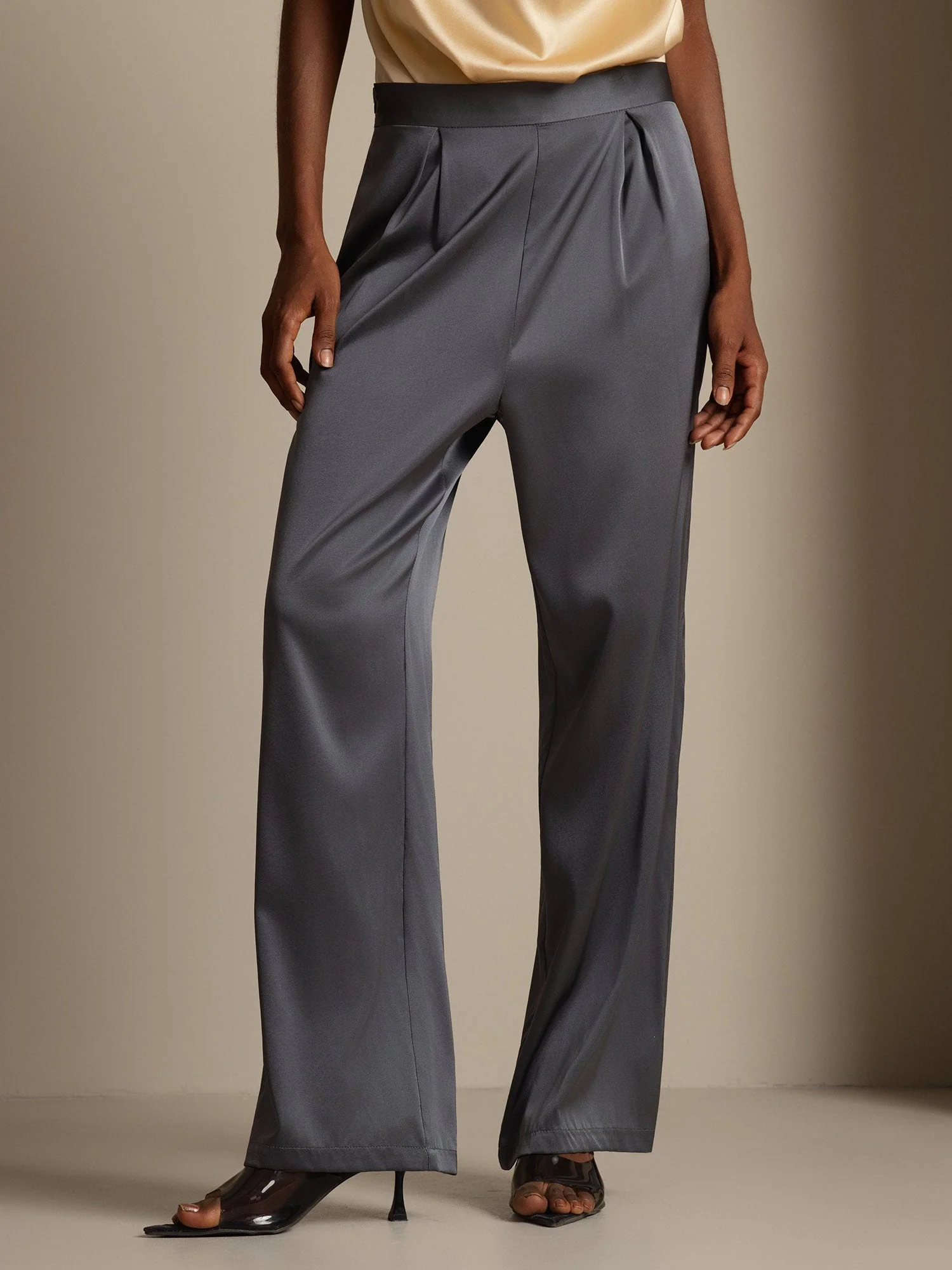 19Momme Silk High Waist Wide Leg Women's Pants - Image 11