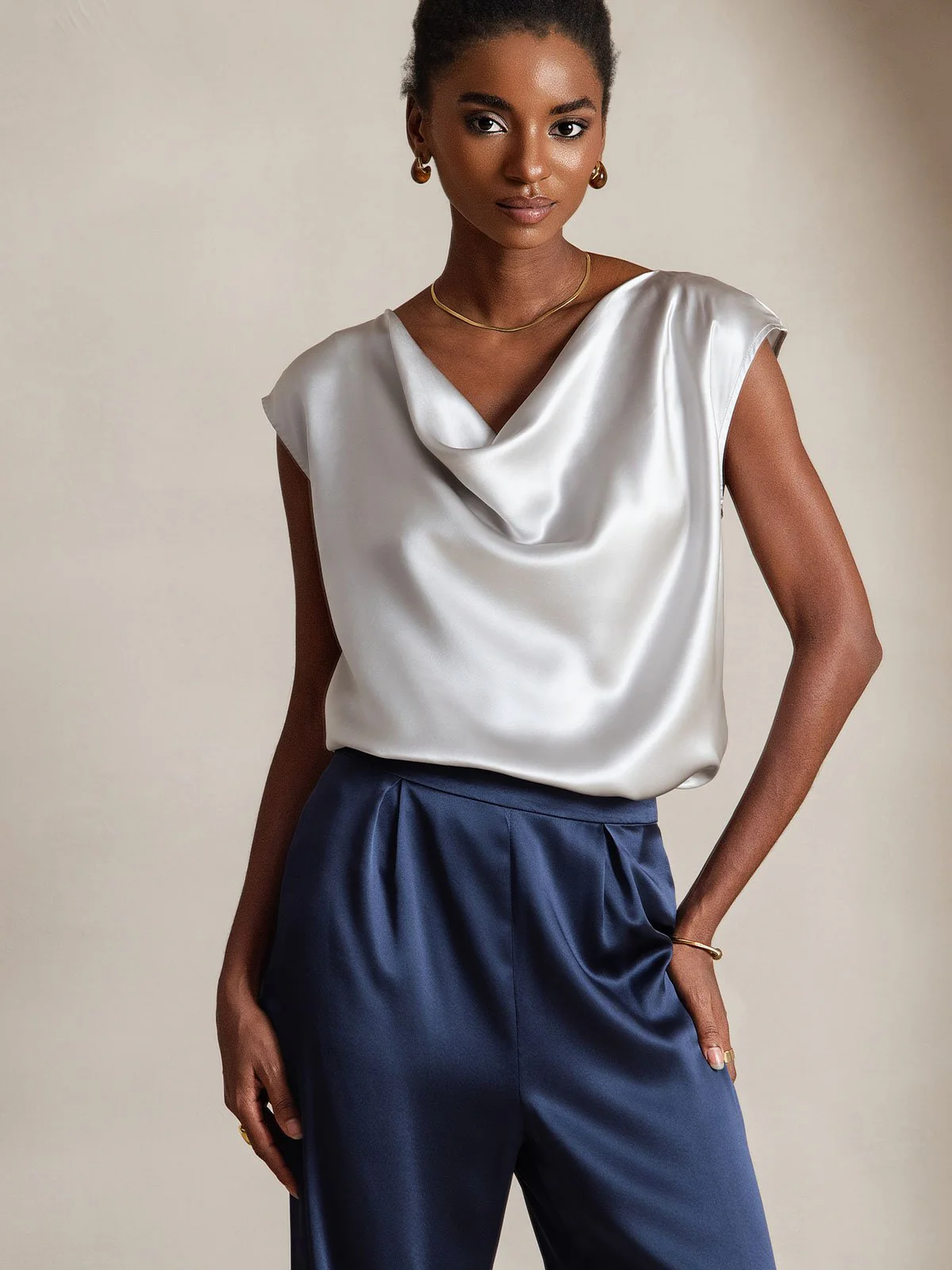 19Momme Silk High Waist Wide Leg Women's Pants - Image 20