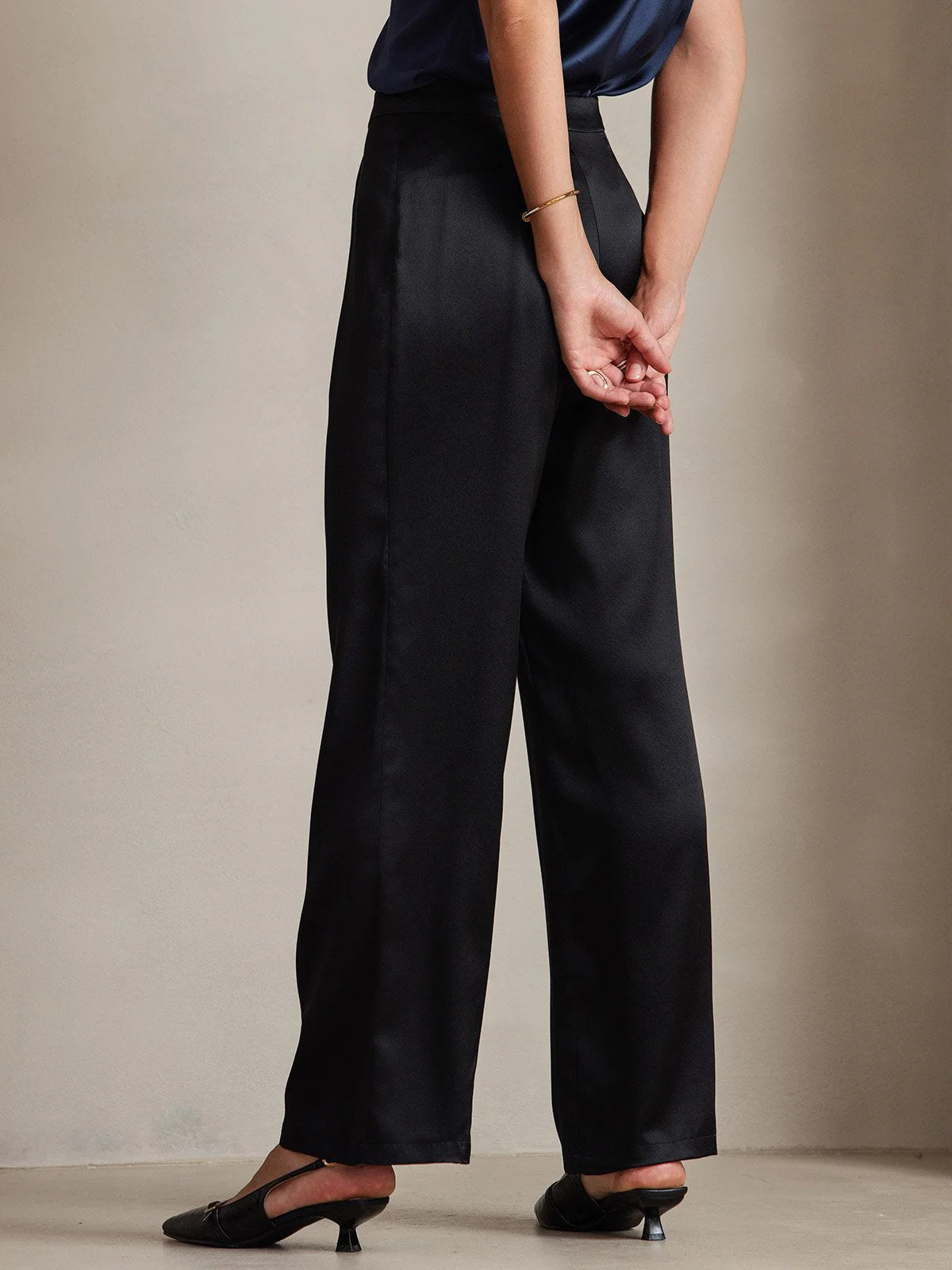 19Momme Silk High Waist Wide Leg Women's Pants - Image 26