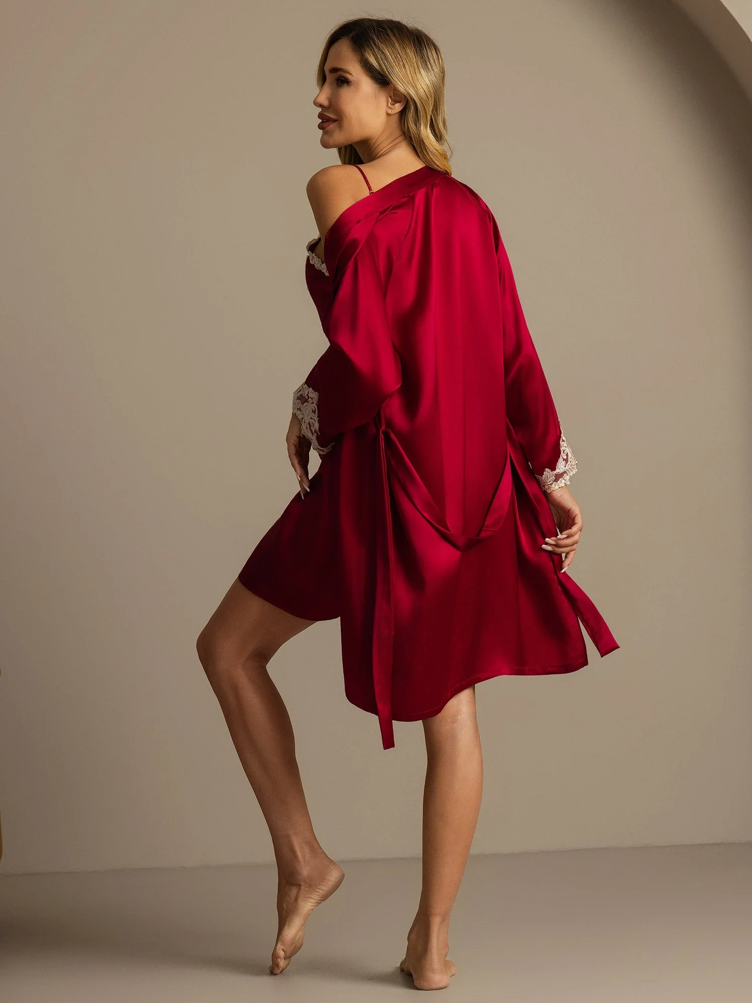 Elegant Pure Silk Nightdress&Dressing Gowns 2Pcs - Image 8