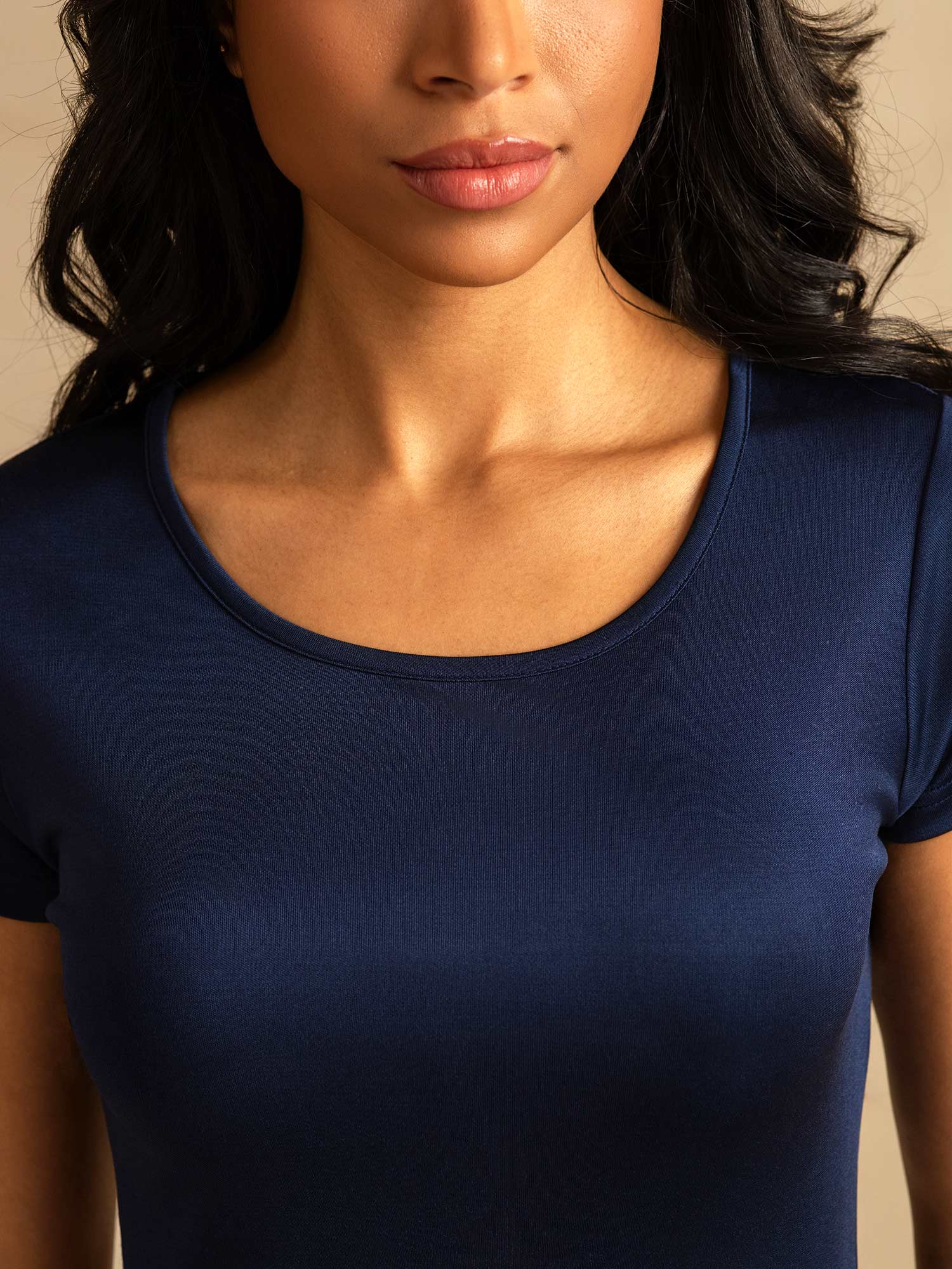 Silk Jersey Short Sleeve Round Neck Short Nightgown - Image 10