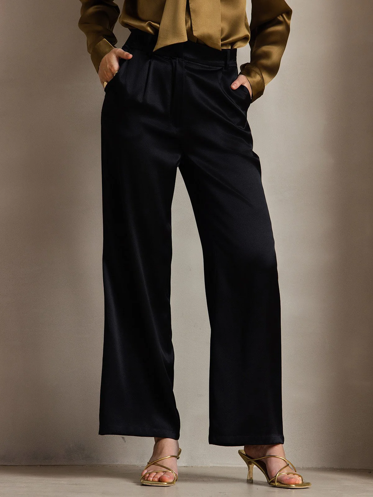19Momme Silk High Waist Boot Cut Women's Pants - Image 11