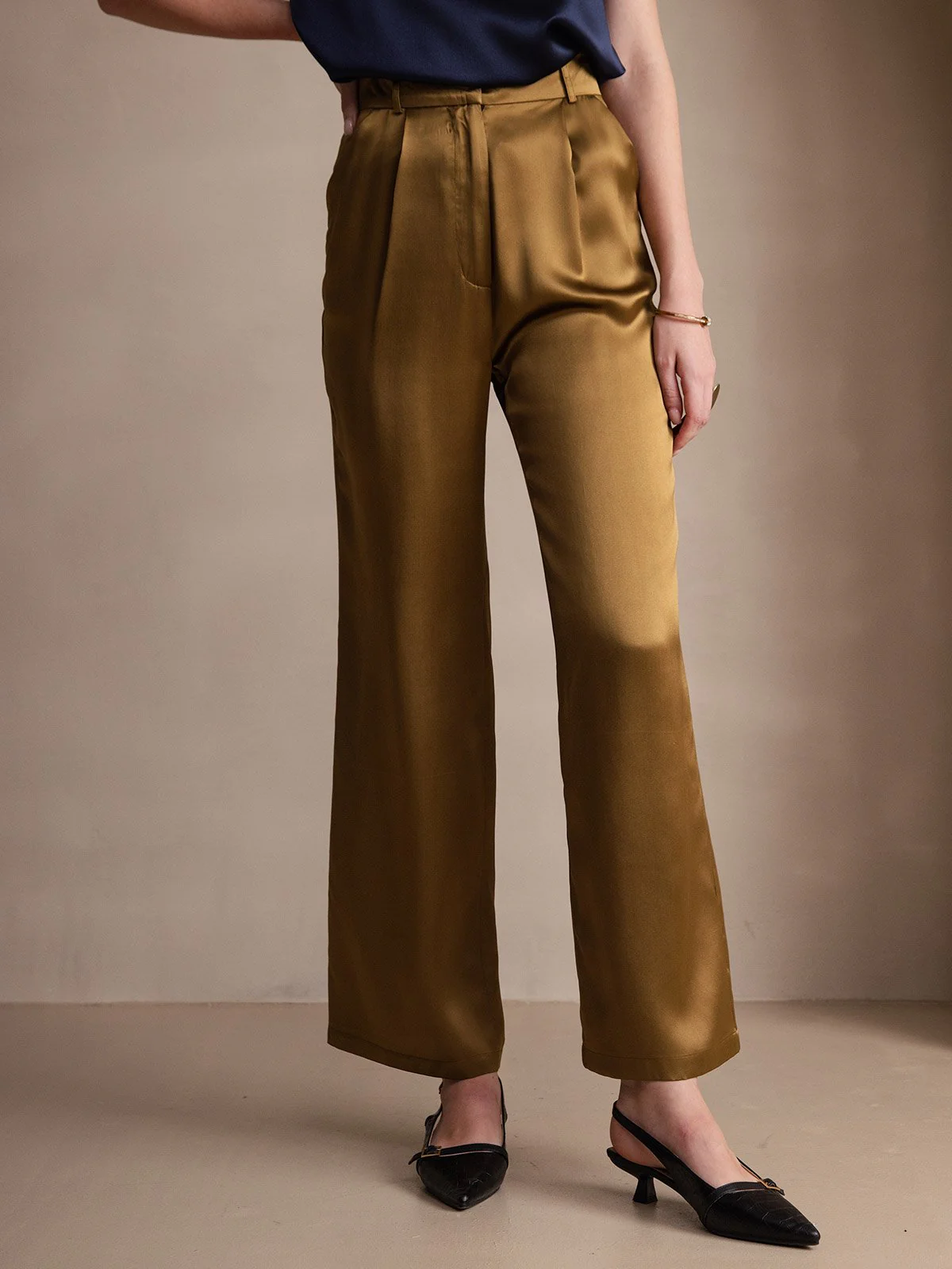 19Momme Silk High Waist Boot Cut Women's Pants - Image 7