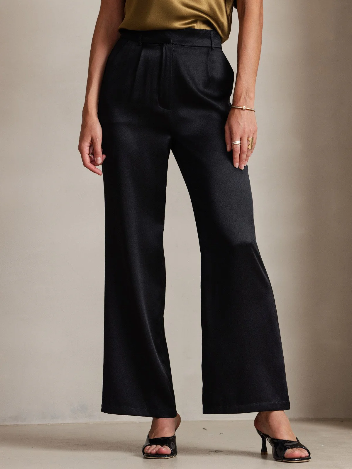 19Momme Silk High Waist Boot Cut Women's Pants - Image 9
