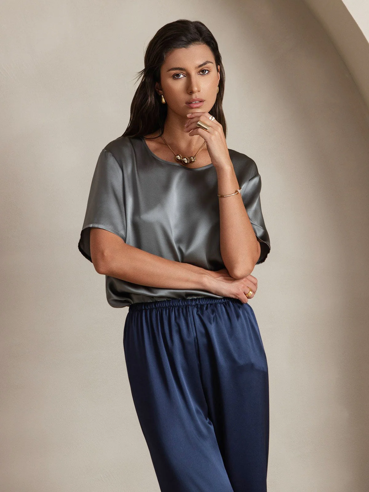 19Momme Silk Wide Leg Women's Pants with Elastic Waist Design - Image 22