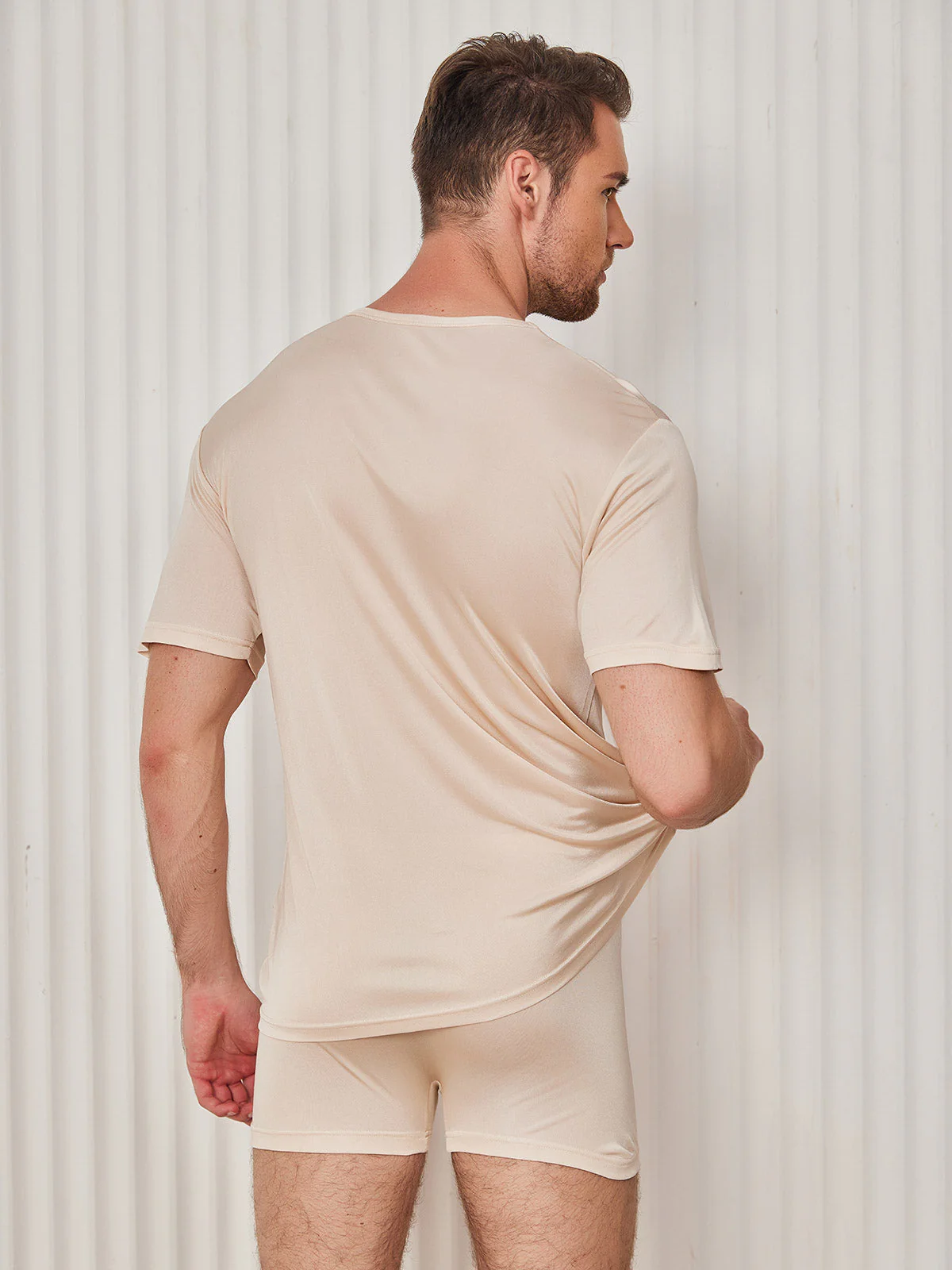 Mens Crew Neck Pure Silk T Shirt - Image 30
