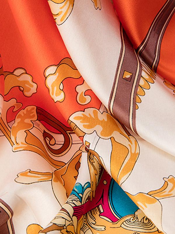 Orange Harmony Silk Square Scarf 110 - Image 2