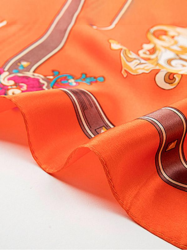 Orange Harmony Silk Square Scarf 110 - Image 3