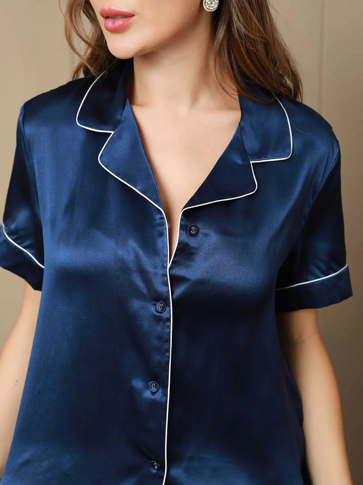 Women's Pure Silk Short Sleeve Pyjamas Set - Image 14