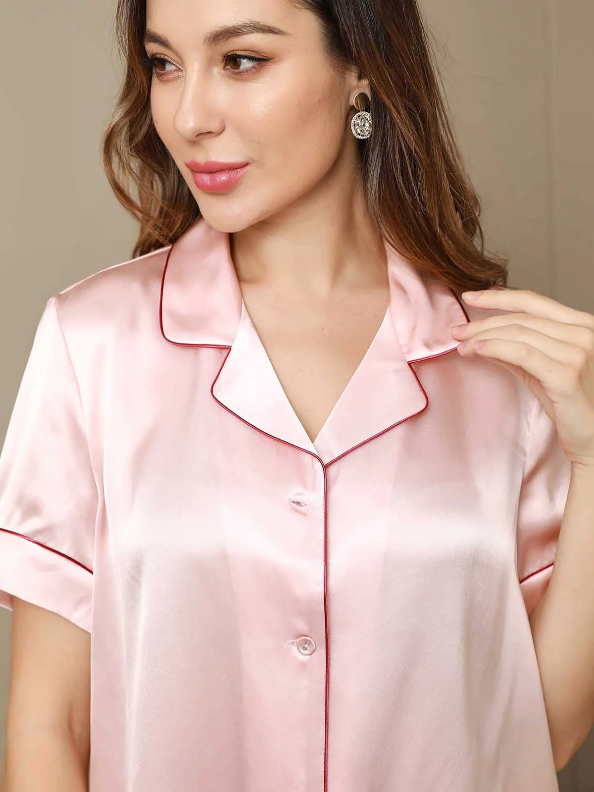 Women's Pure Silk Short Sleeve Pyjamas Set - Image 21