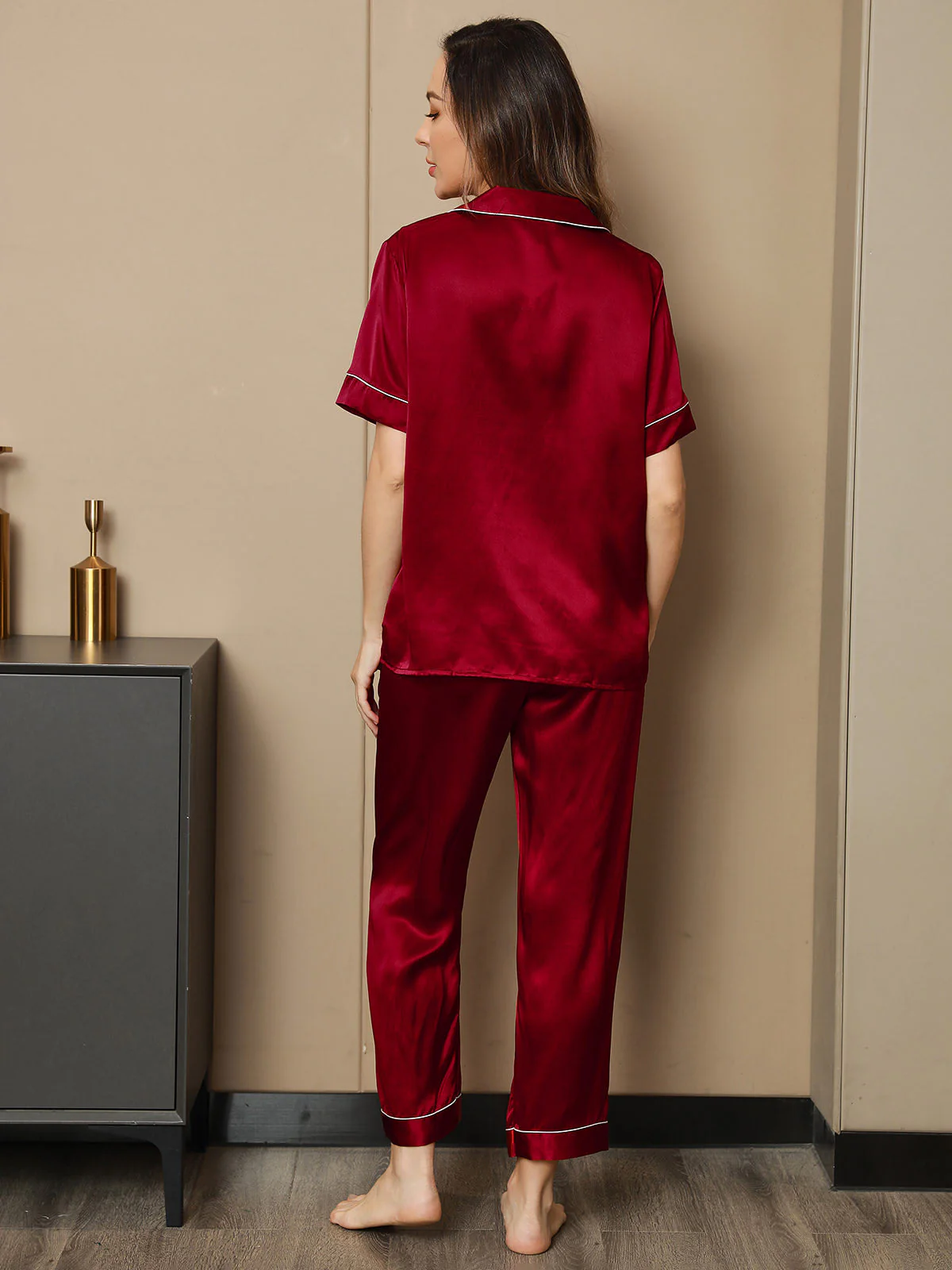Women's Pure Silk Short Sleeve Pyjamas Set - Image 23
