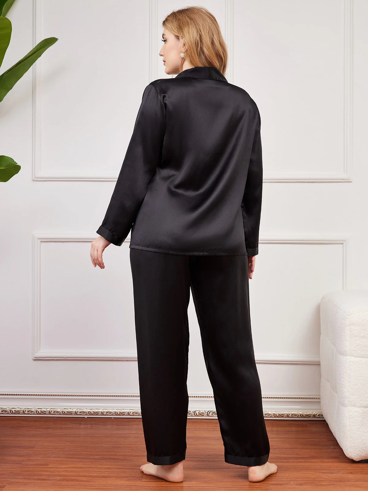 Clearance(Ships to UK Only) - Plus Size Pure Silk Button-Up Women’s Pyjamas - Image 8