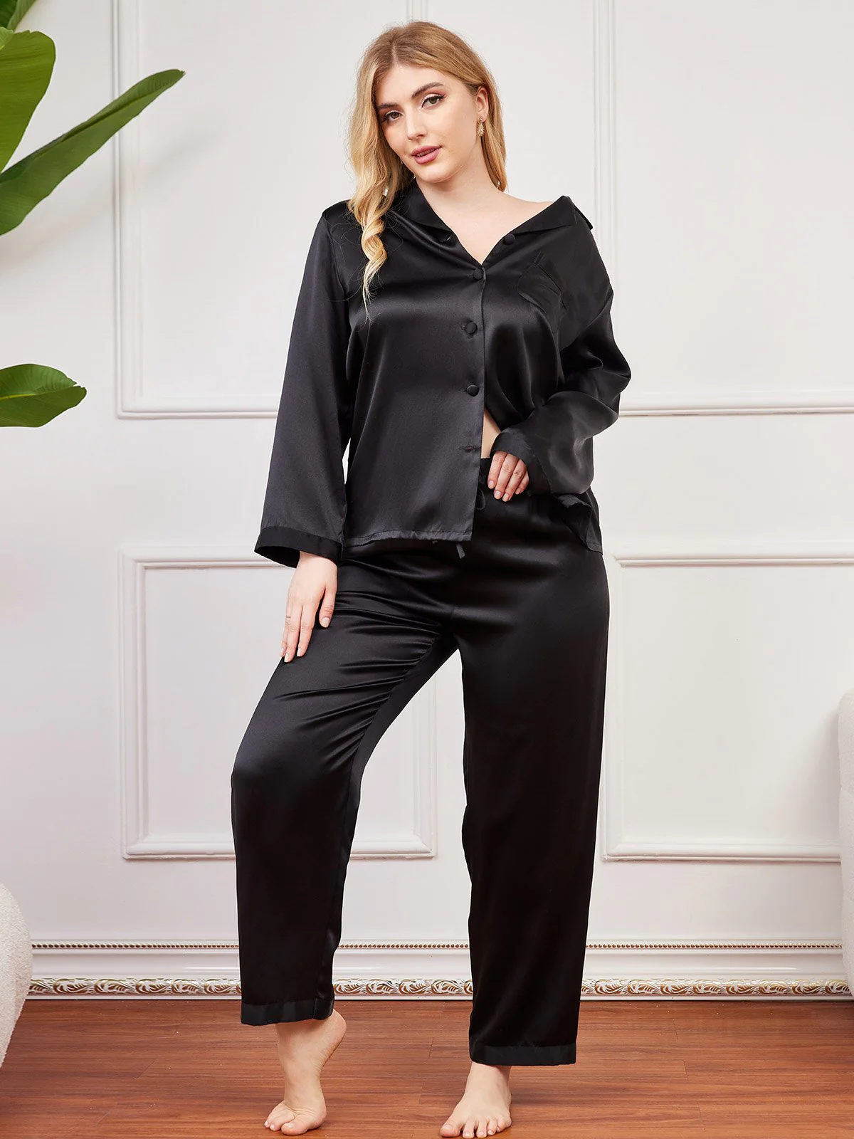 Clearance(Ships to UK Only) - Plus Size Pure Silk Button-Up Women’s Pyjamas - Image 9
