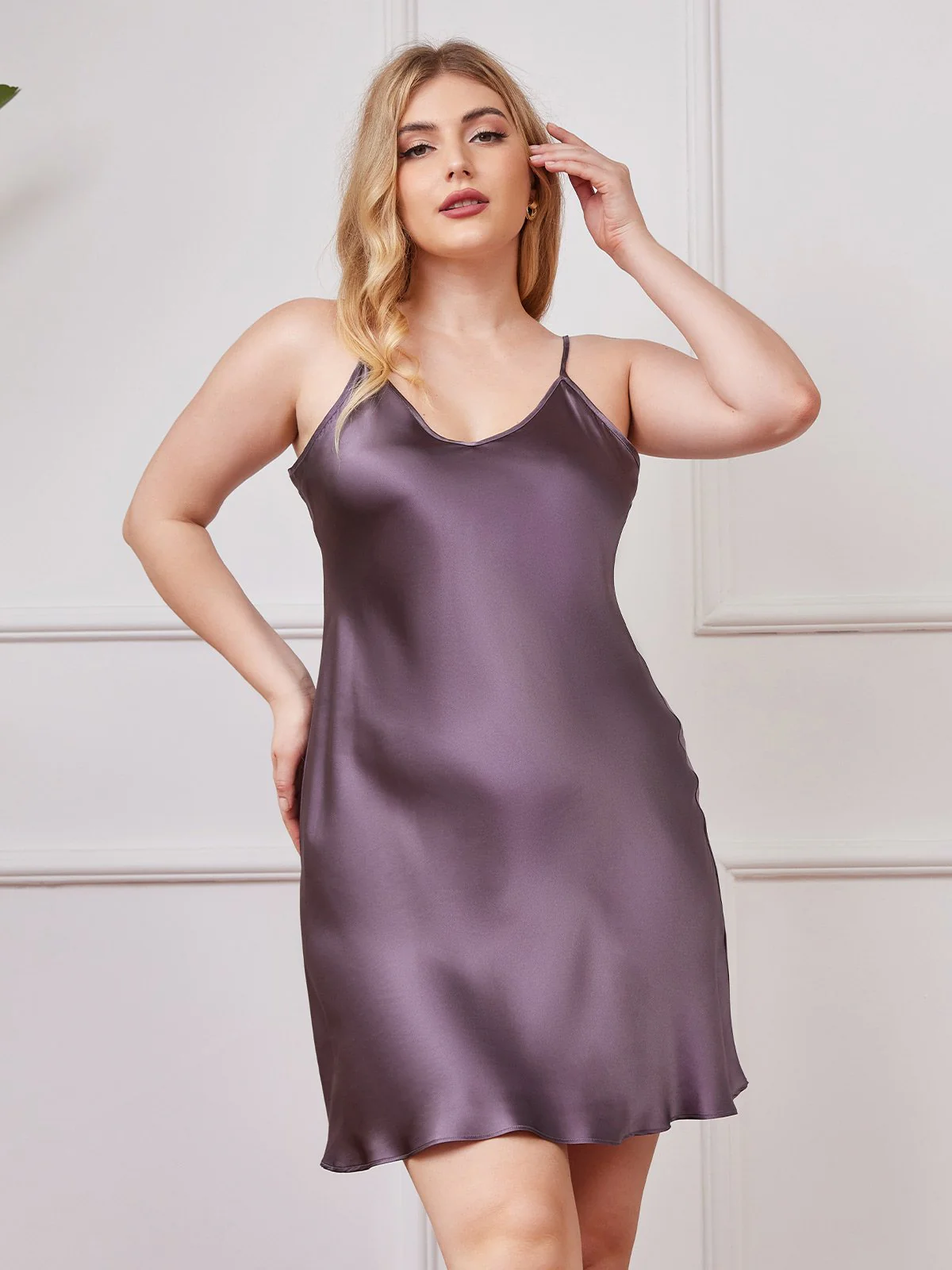 Plus Size Pure Silk Sexy Chemise Slip Nightdress - Image 19