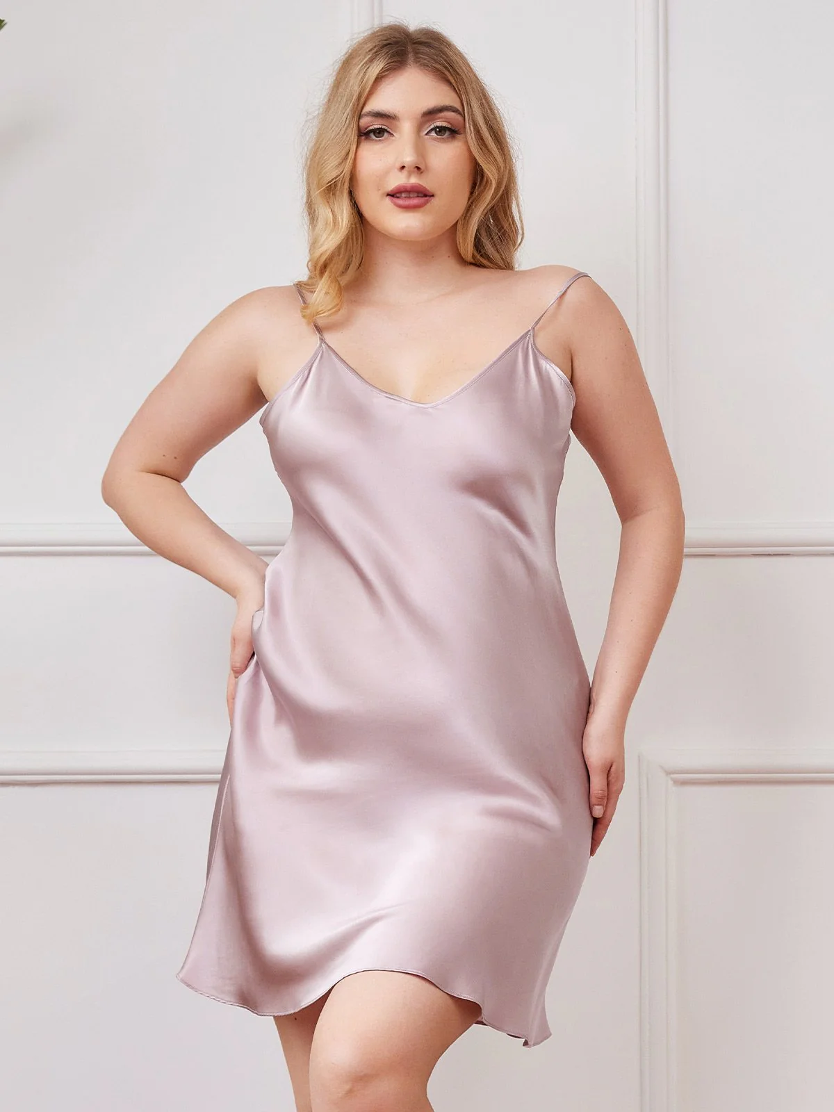 Plus Size Pure Silk Sexy Chemise Slip Nightdress - Image 22