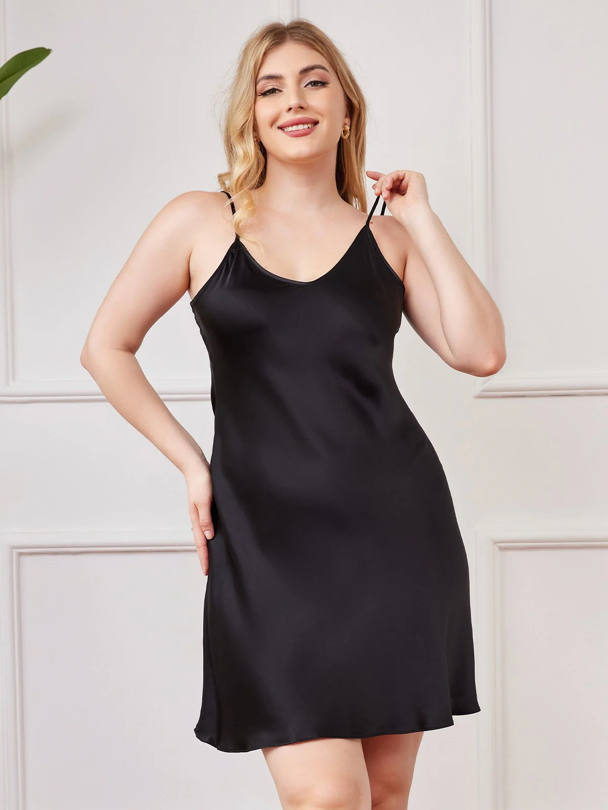 Plus Size Pure Silk Sexy Chemise Slip Nightdress - Image 7