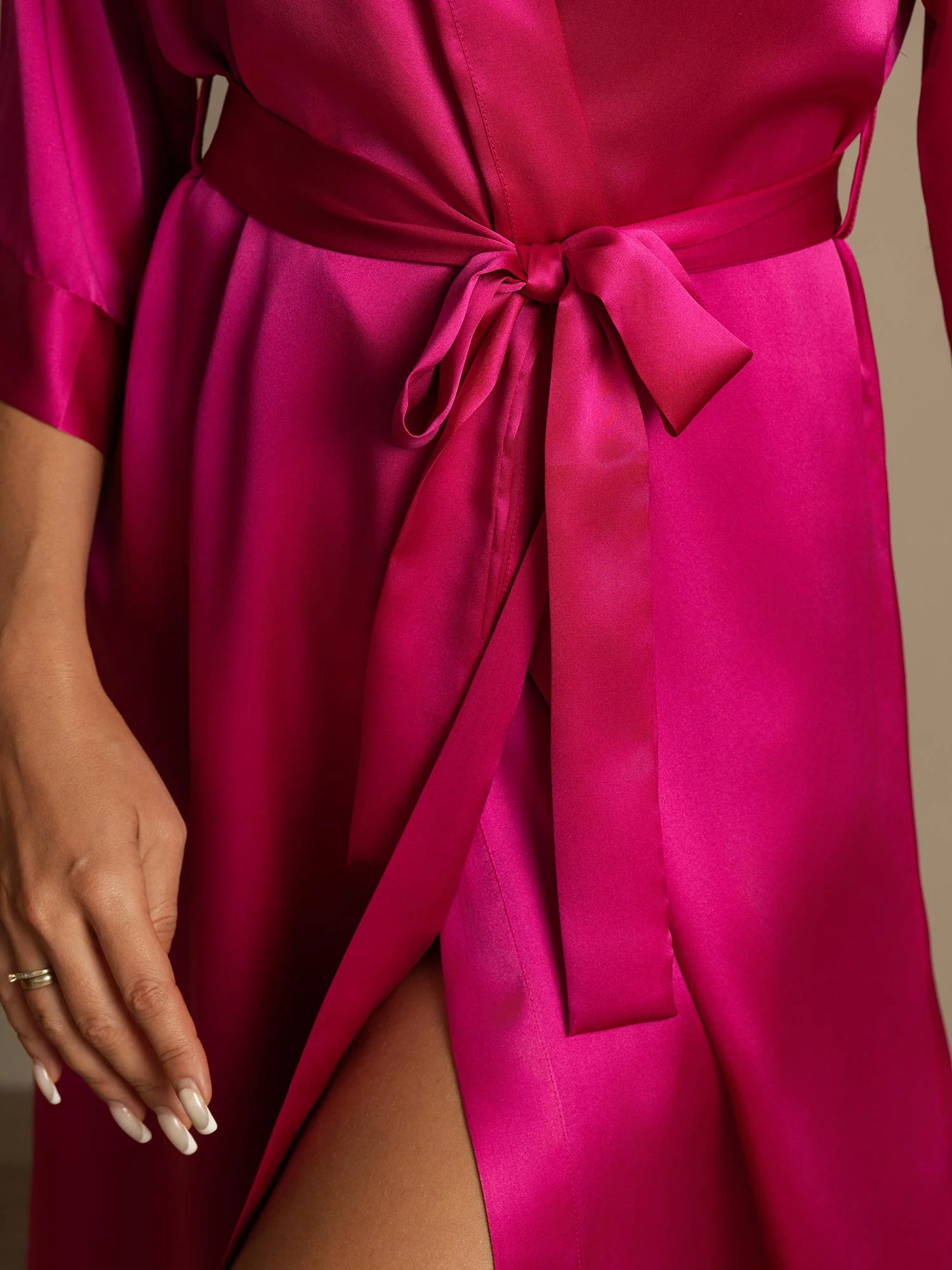 Pure Silk 3/4 Sleeve Women's Kimono Wrap Dressing Gown - Image 38
