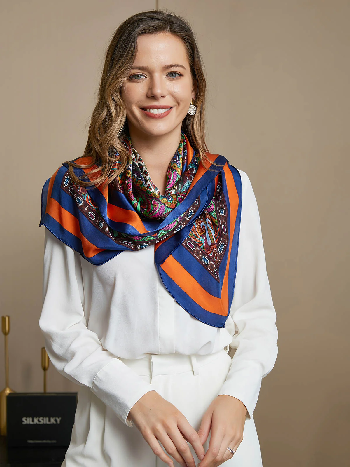 Pure Silk Bohemian Square Scarf / Shawl 86x86cm - Image 11