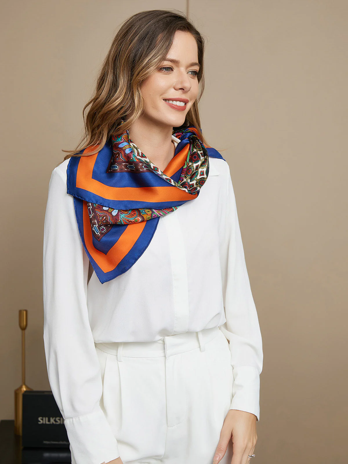 Pure Silk Bohemian Square Scarf / Shawl 86x86cm - Image 4