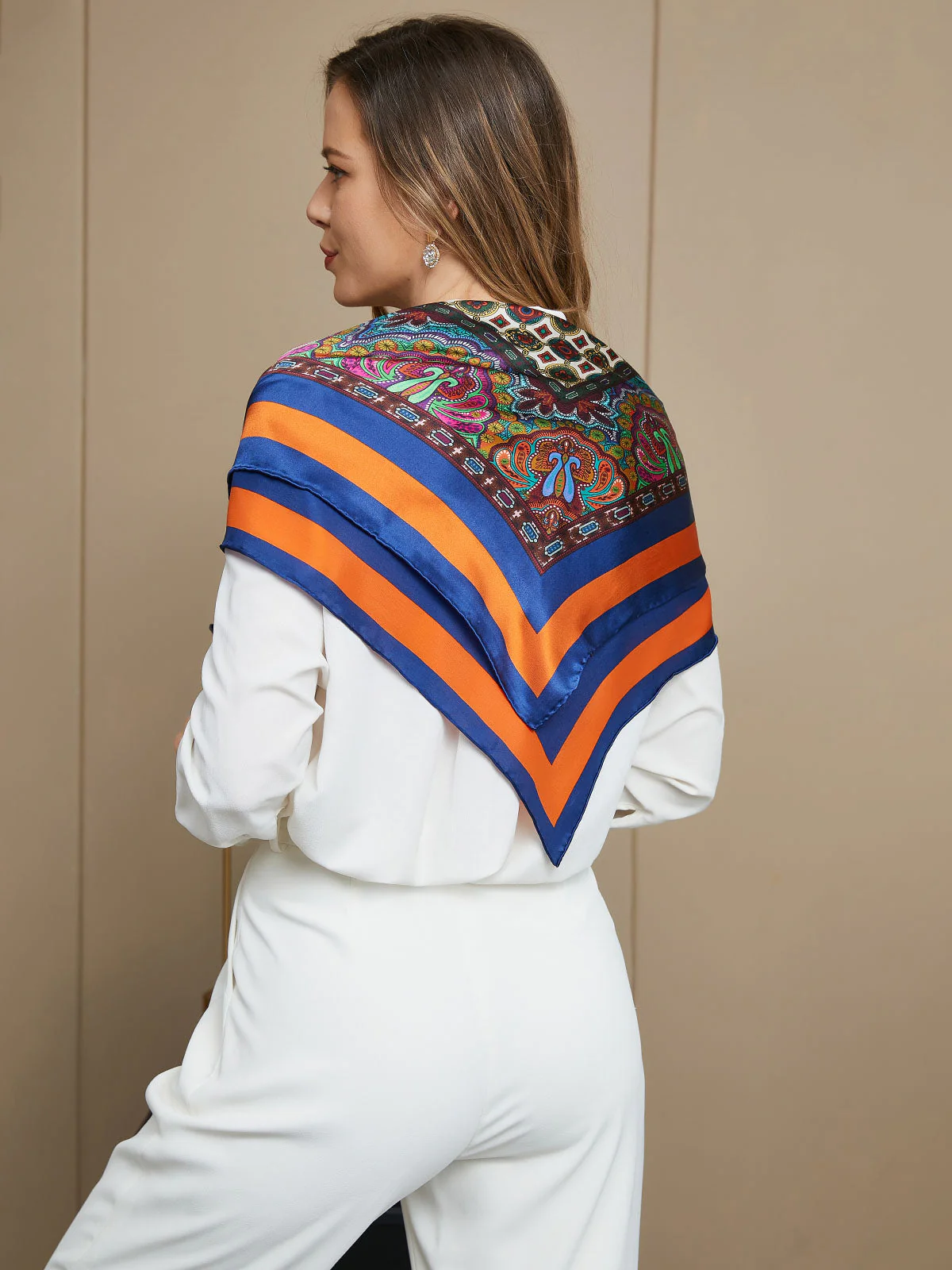 Pure Silk Bohemian Square Scarf / Shawl 86x86cm - Image 7