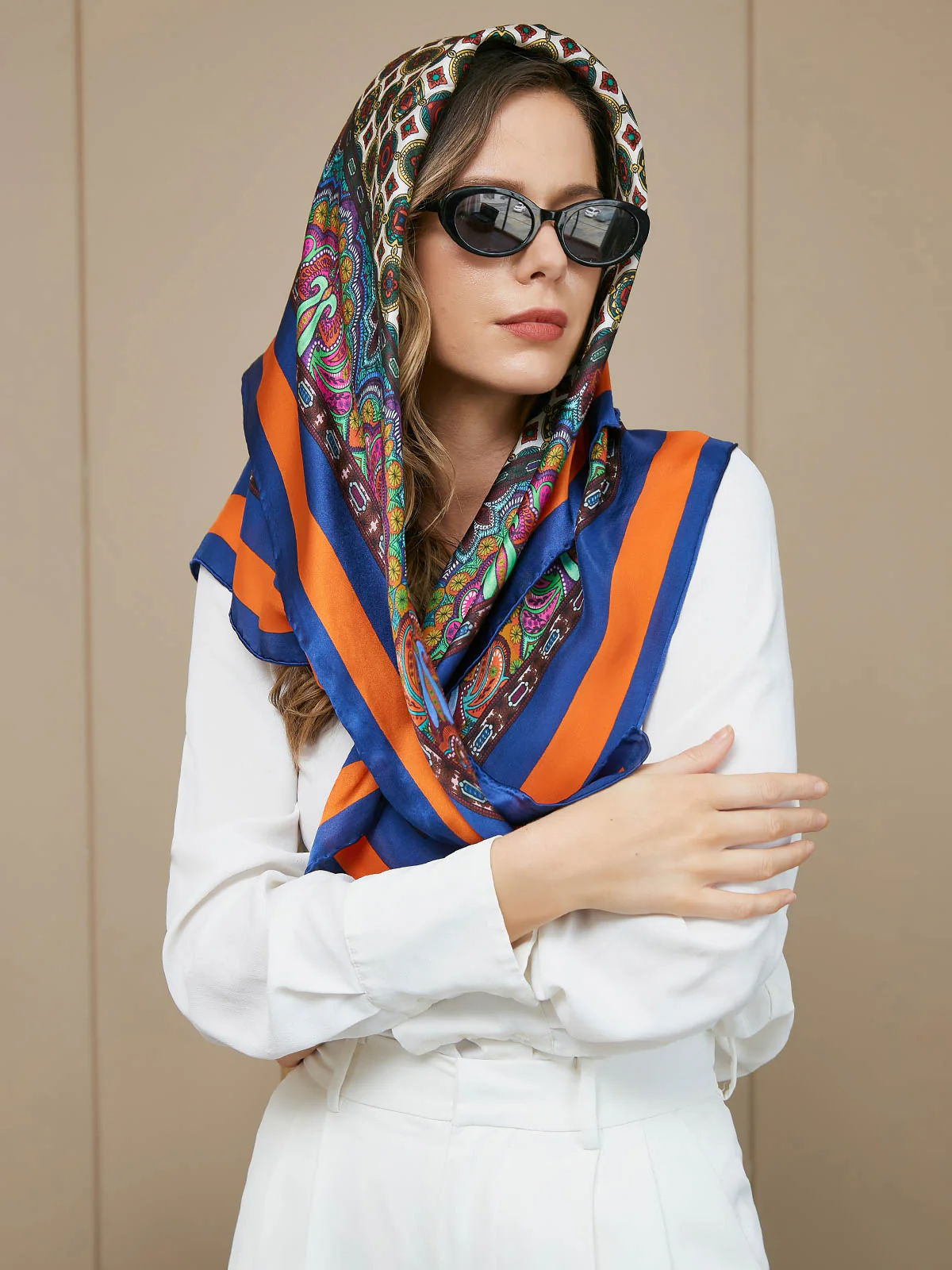 Pure Silk Bohemian Square Scarf / Shawl 86x86cm - Image 9