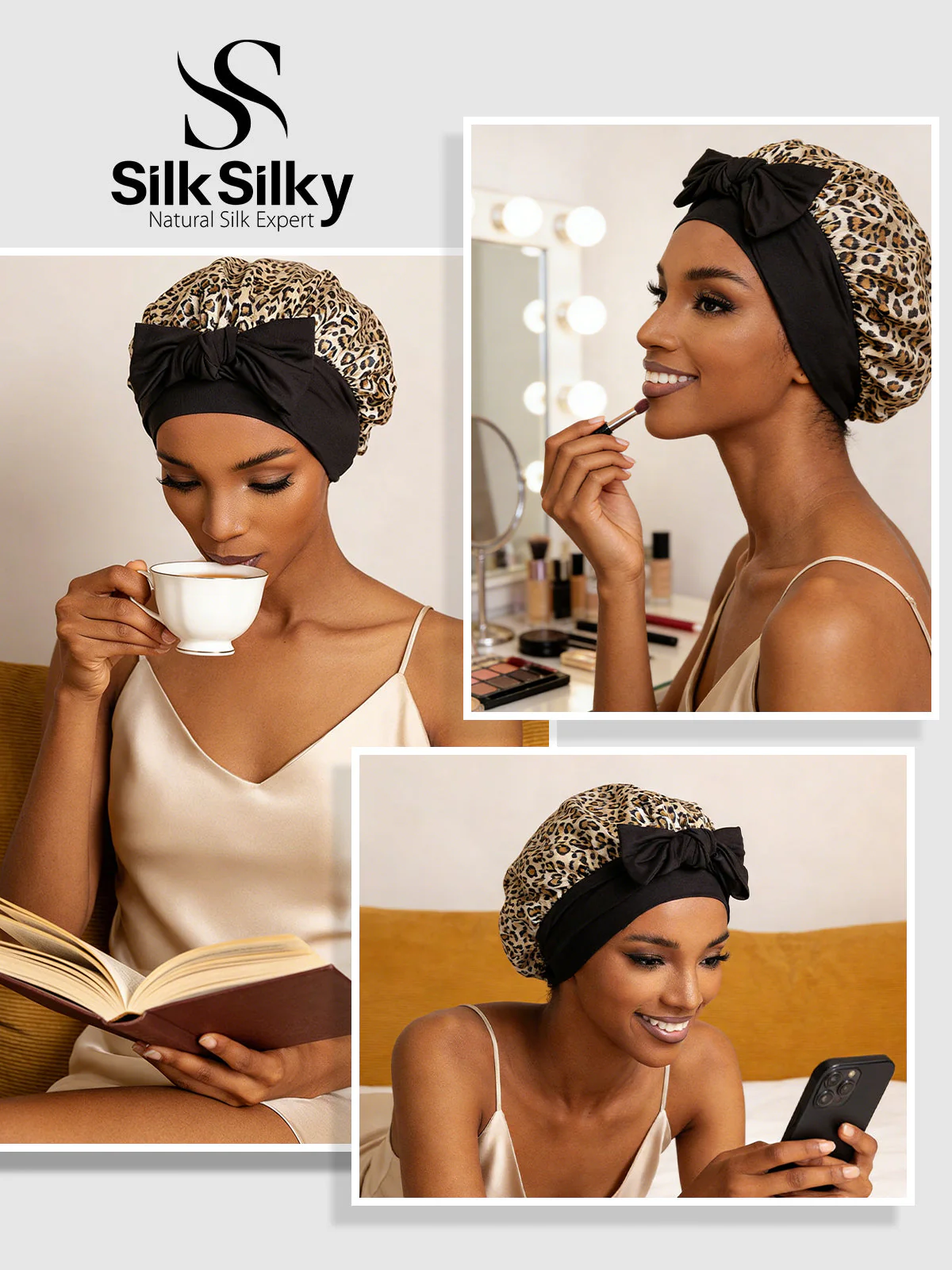 Pure Silk Bowknot Tie Bonnet - Image 17