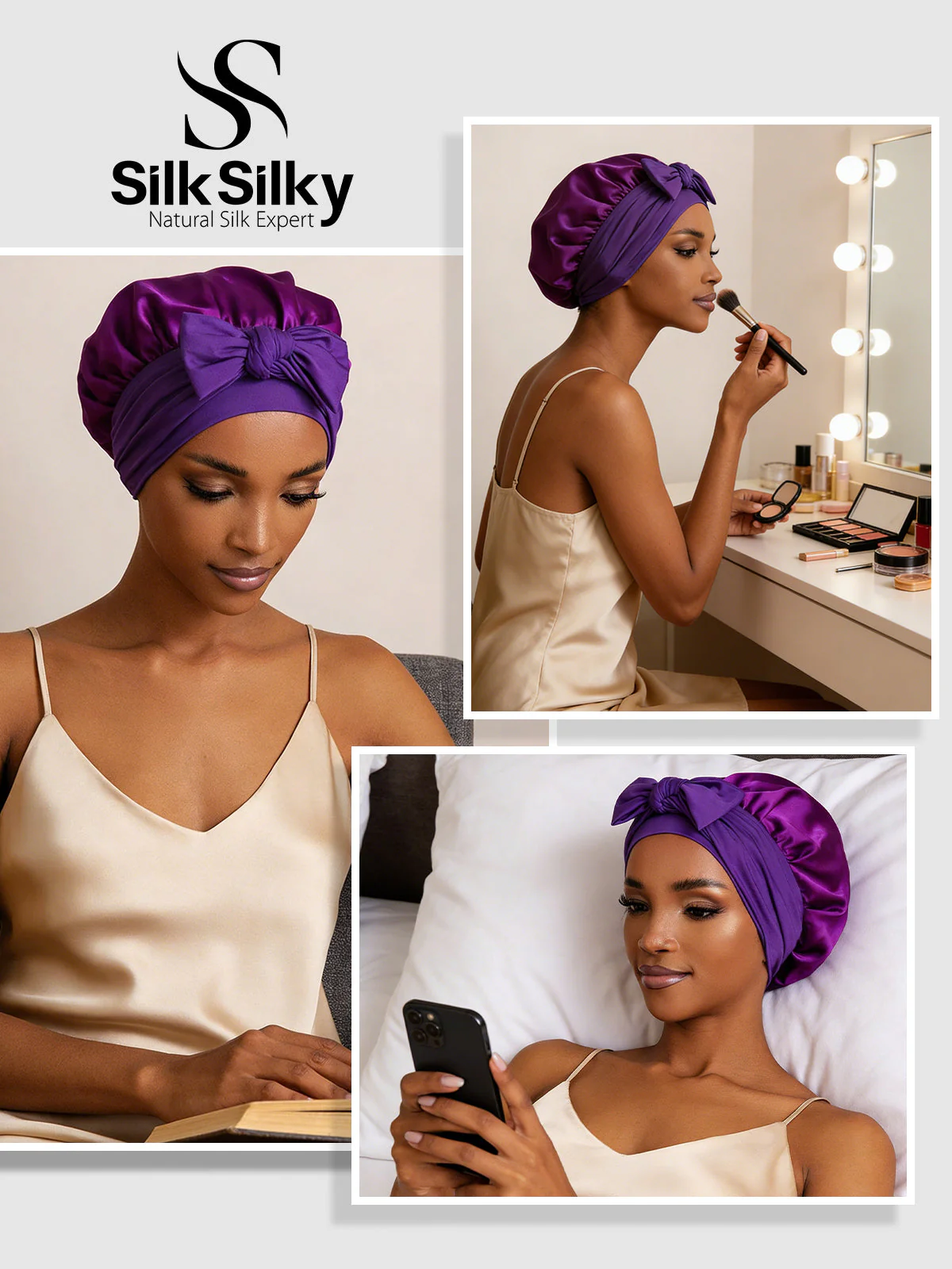 Pure Silk Bowknot Tie Bonnet - Image 53