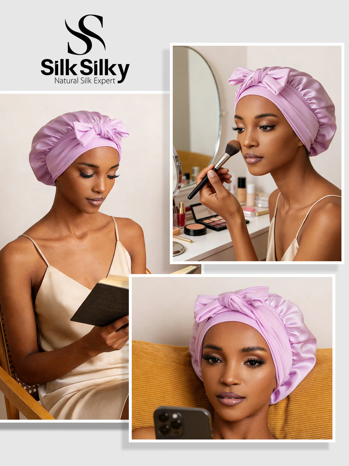 Pure Silk Bowknot Tie Bonnet - Image 83