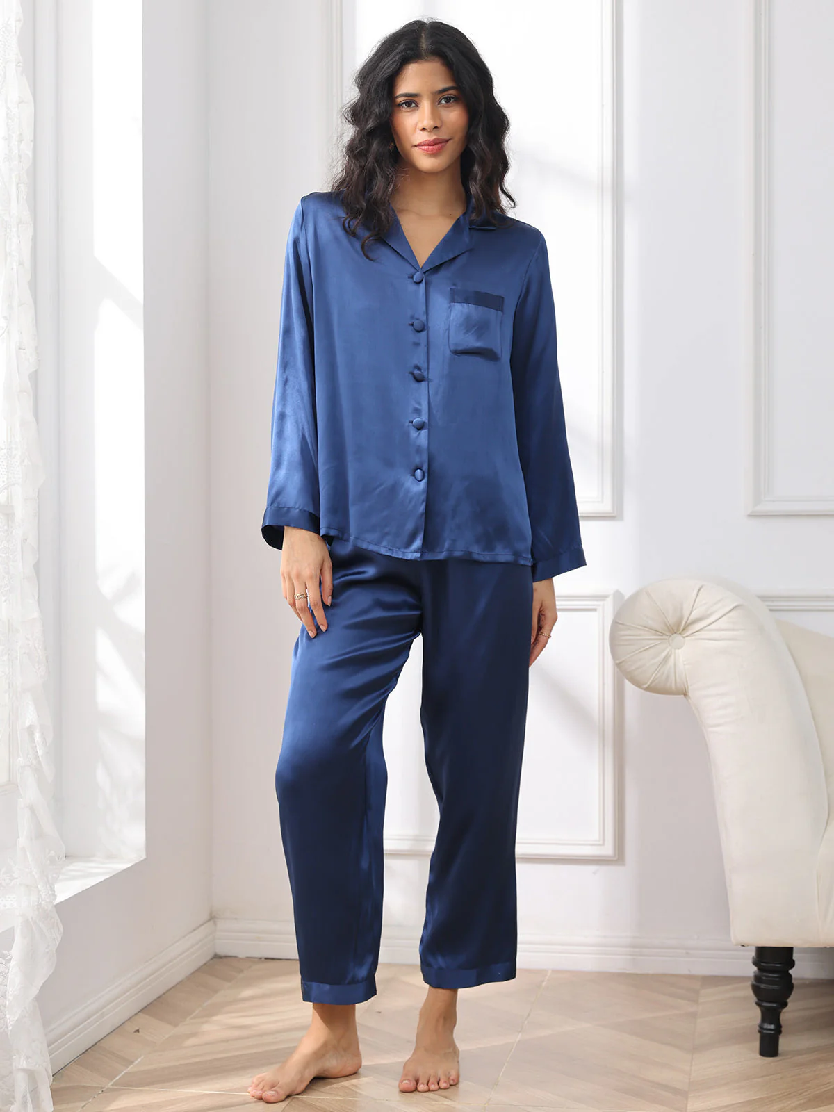Women's Pure Silk Long Sleeve Pyjamas Set - Image 19