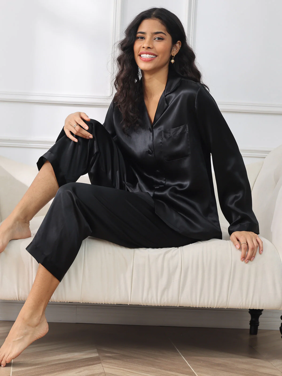 Women's Pure Silk Long Sleeve Pyjamas Set - Image 32