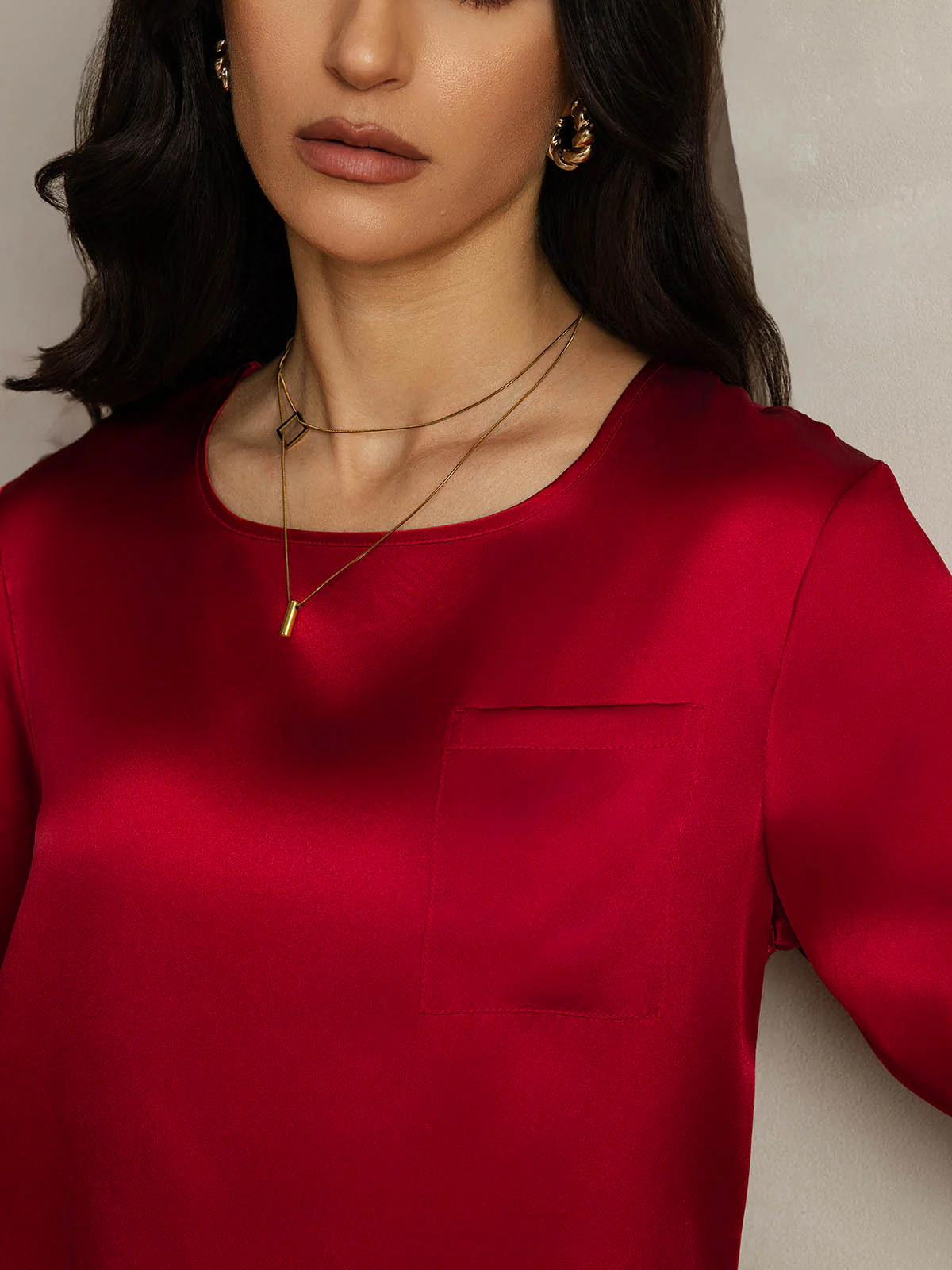 Pure Silk Half Sleeve U Neck Women's T-Shirt - Image 50