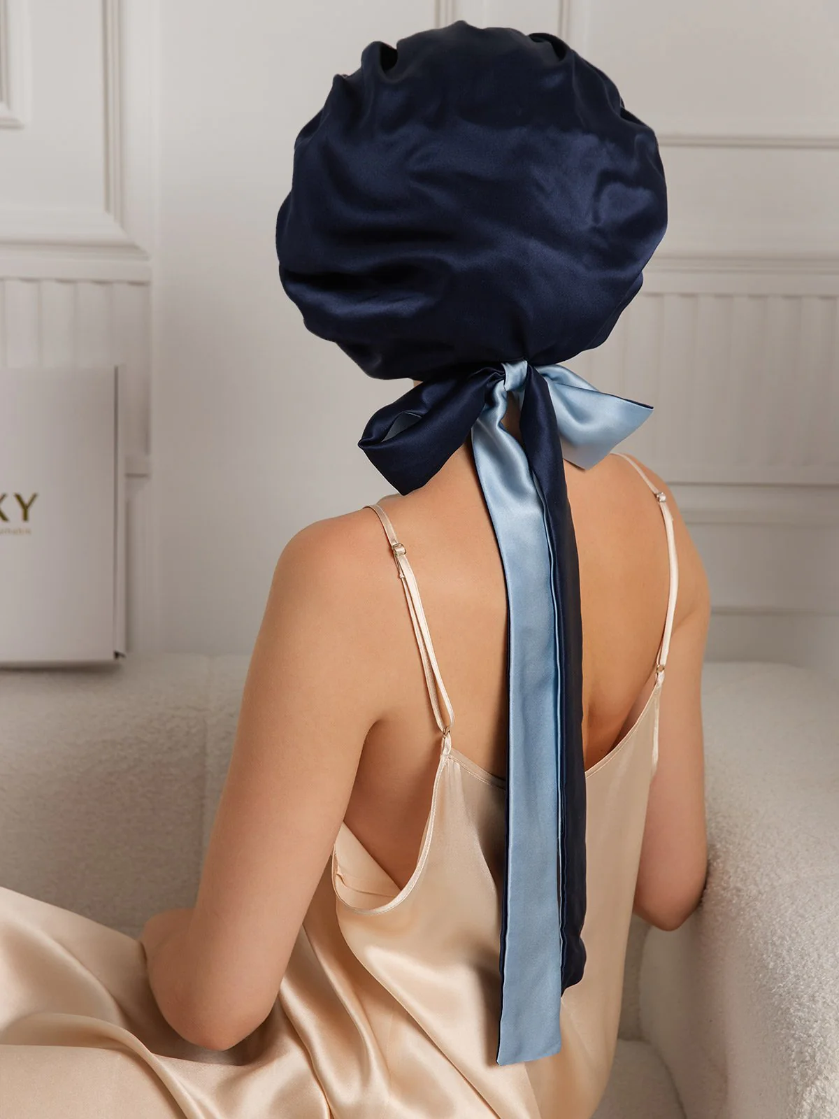 Pure Silk Casual Bonnet with Long Ribbons (Two-tone and Double-sided) - Image 27