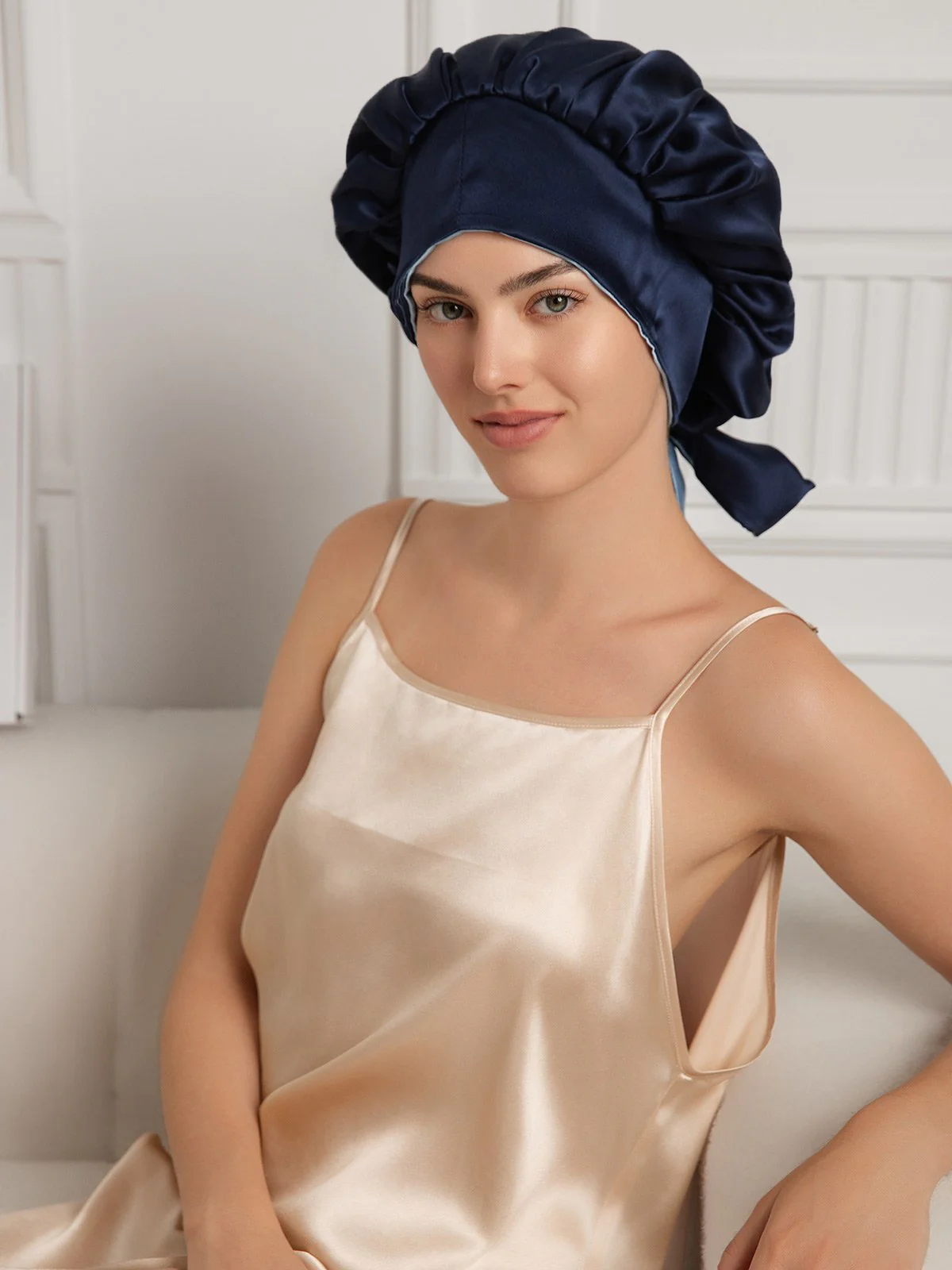 Pure Silk Casual Bonnet with Long Ribbons (Two-tone and Double-sided) - Image 29