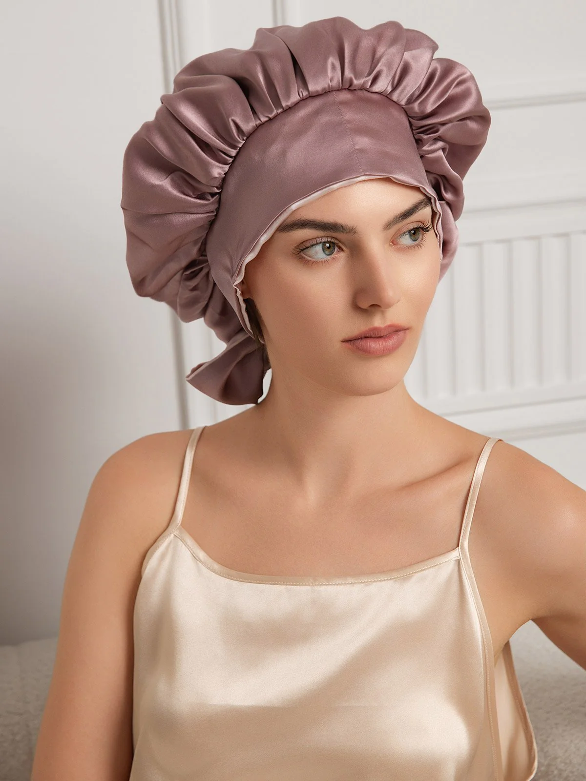 Pure Silk Casual Bonnet with Long Ribbons (Two-tone and Double-sided) - Image 4