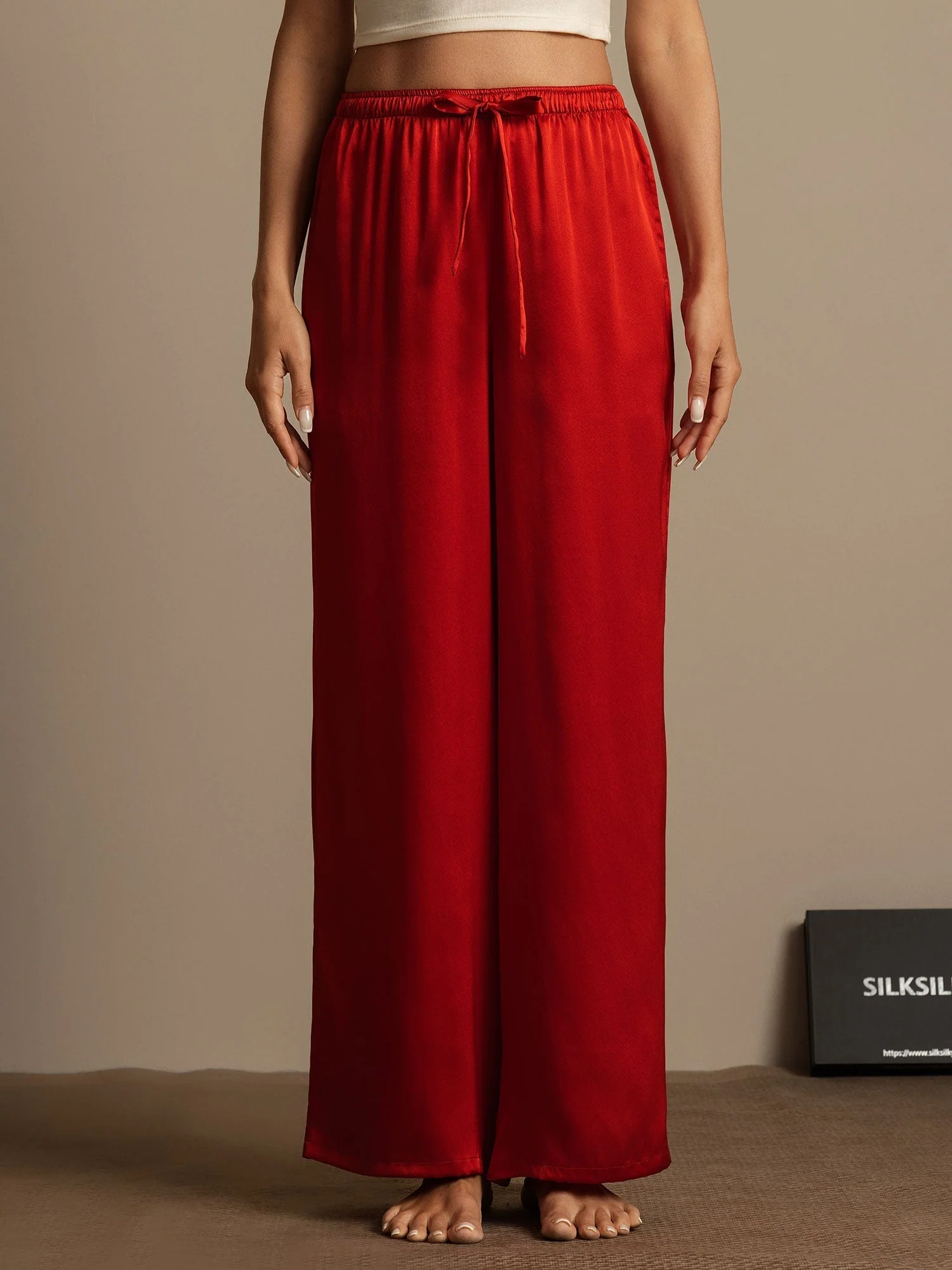 Women's Pure Silk Wide Leg Pants - Image 15