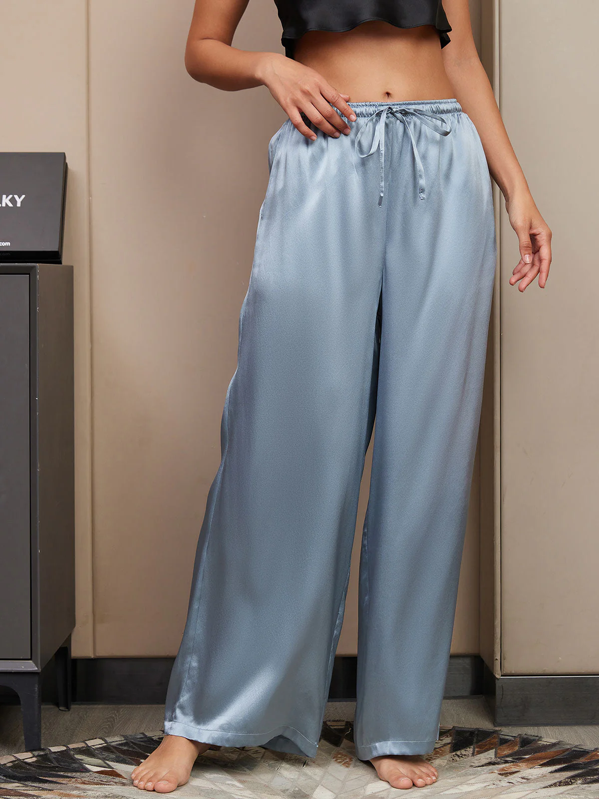 Women's Pure Silk Wide Leg Pants - Image 44
