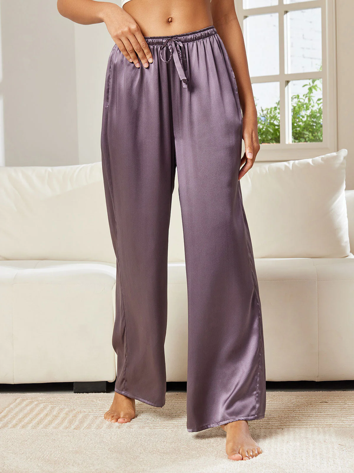 Women's Pure Silk Wide Leg Pants - Image 5