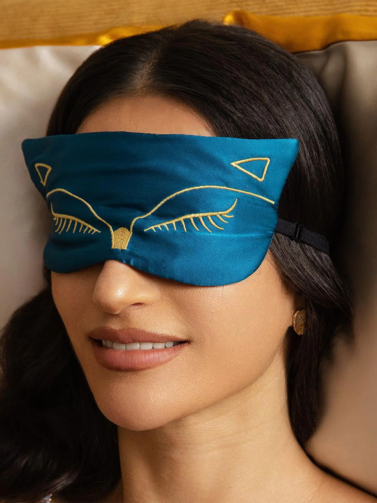 Pure Silk Cat Embroidered Eye Mask - Image 10