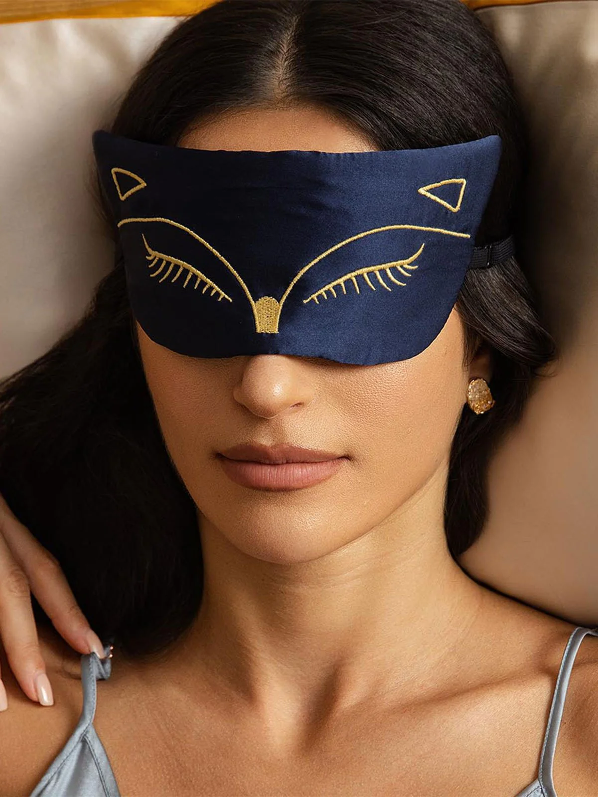 Pure Silk Cat Embroidered Eye Mask - Image 6