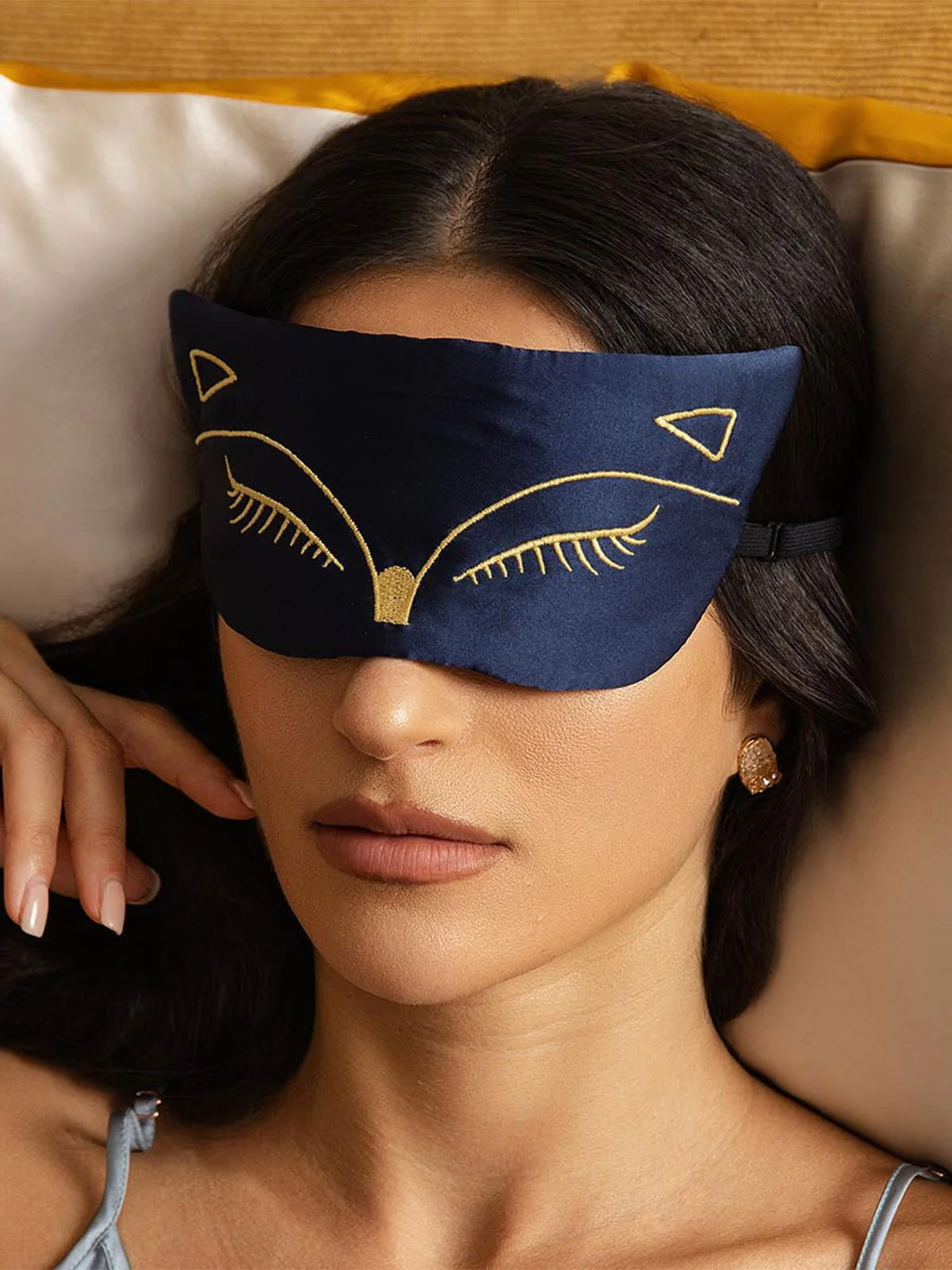 Pure Silk Cat Embroidered Eye Mask - Image 7