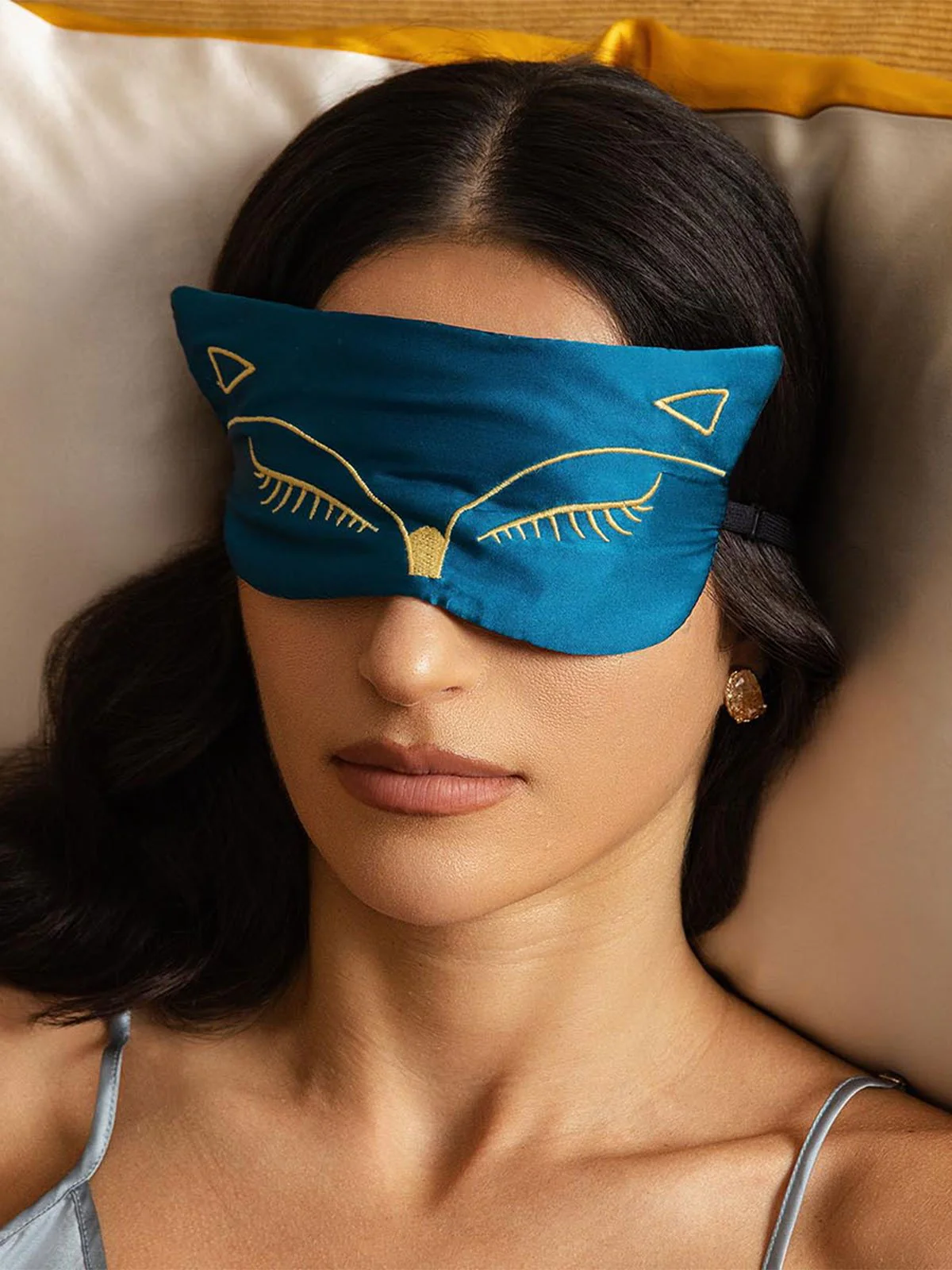 Pure Silk Cat Embroidered Eye Mask - Image 8