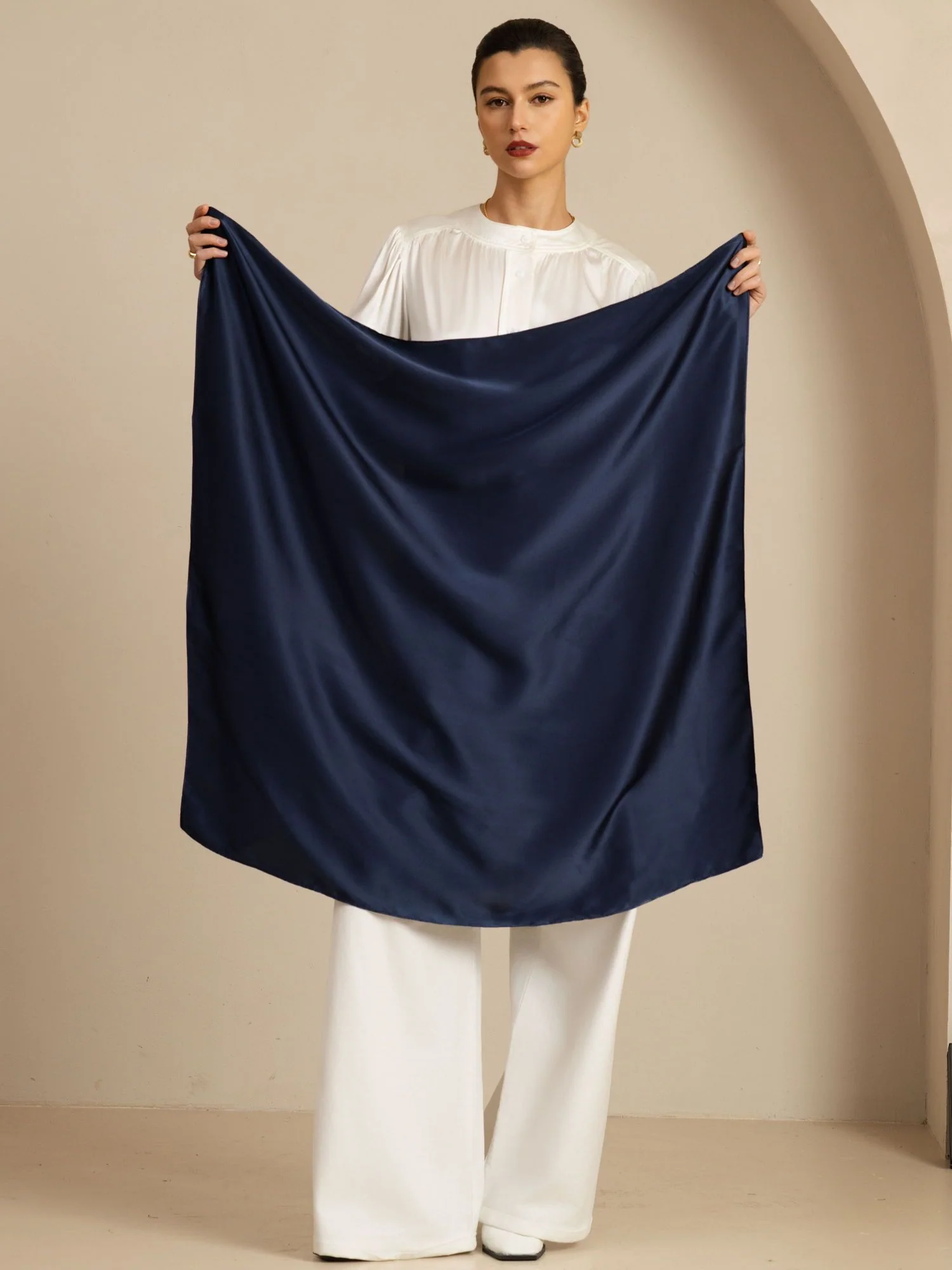 Pure Silk Classic  Elegant Square Scarf - Size 90x90cm - Image 15