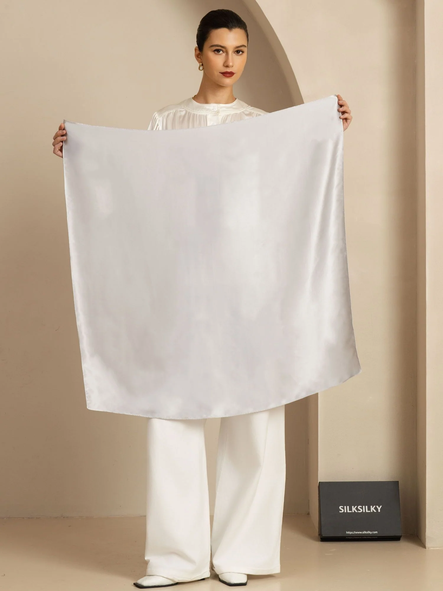 Pure Silk Classic  Elegant Square Scarf - Size 90x90cm - Image 22