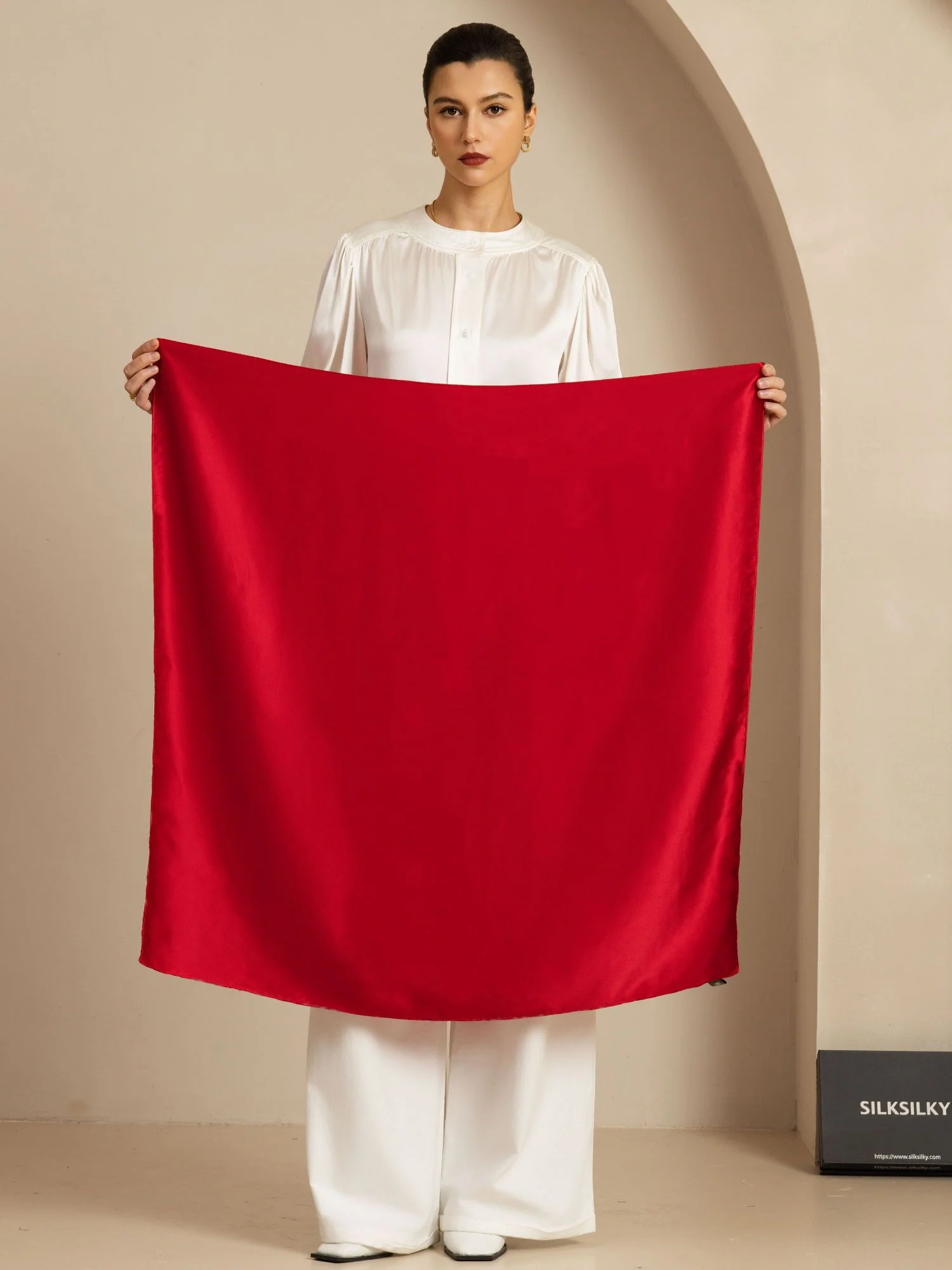 Pure Silk Classic  Elegant Square Scarf - Size 90x90cm - Image 25