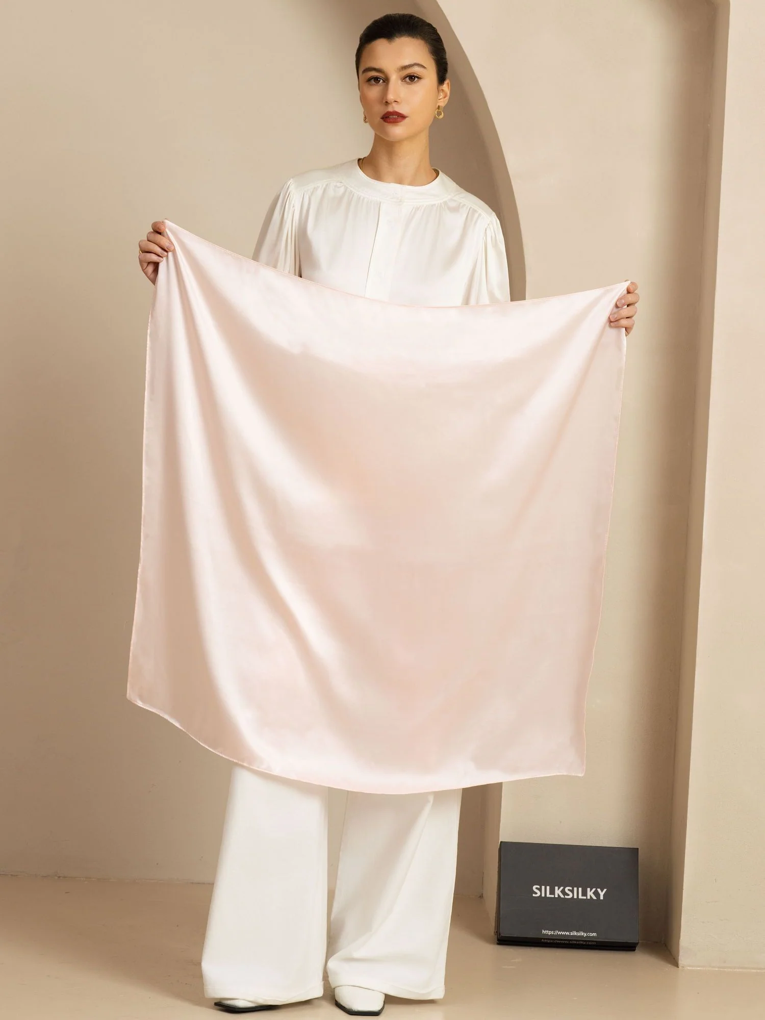 Pure Silk Classic  Elegant Square Scarf - Size 90x90cm - Image 32