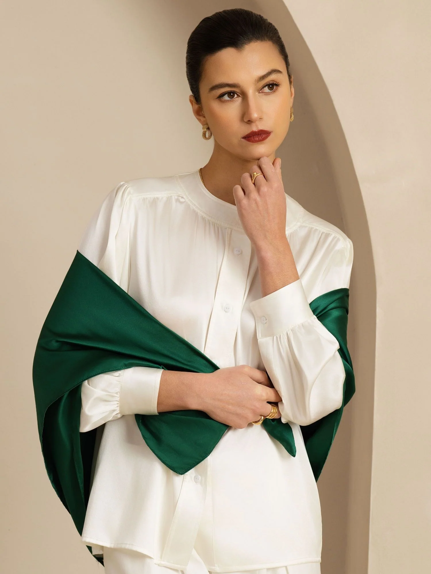 Pure Silk Classic  Elegant Square Scarf - Size 90x90cm - Image 35